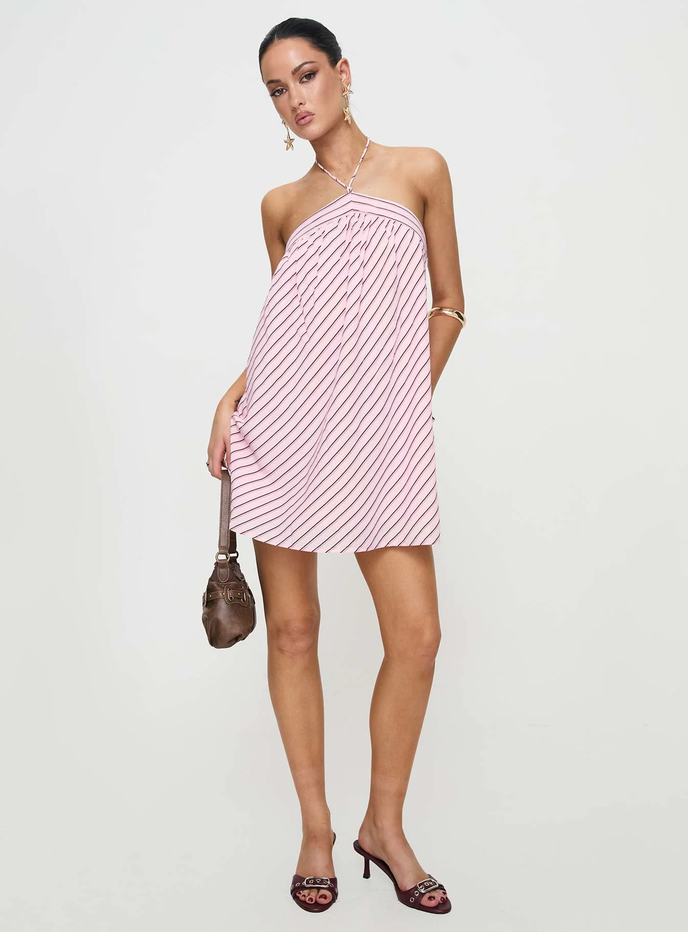 Moonlit Mini Dress Pink Stripe Petite