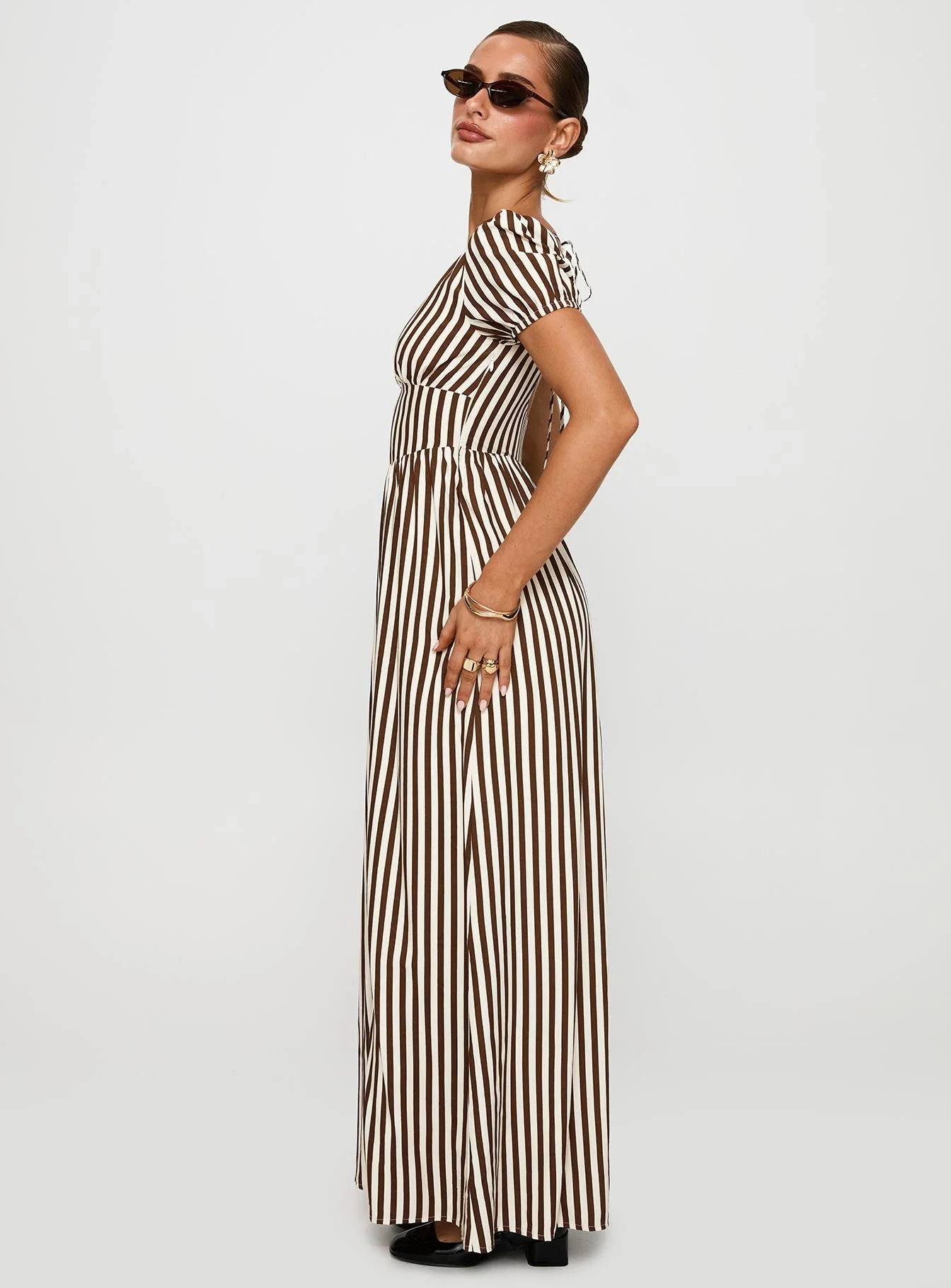Collyns Maxi Dress Beige Pinstripe