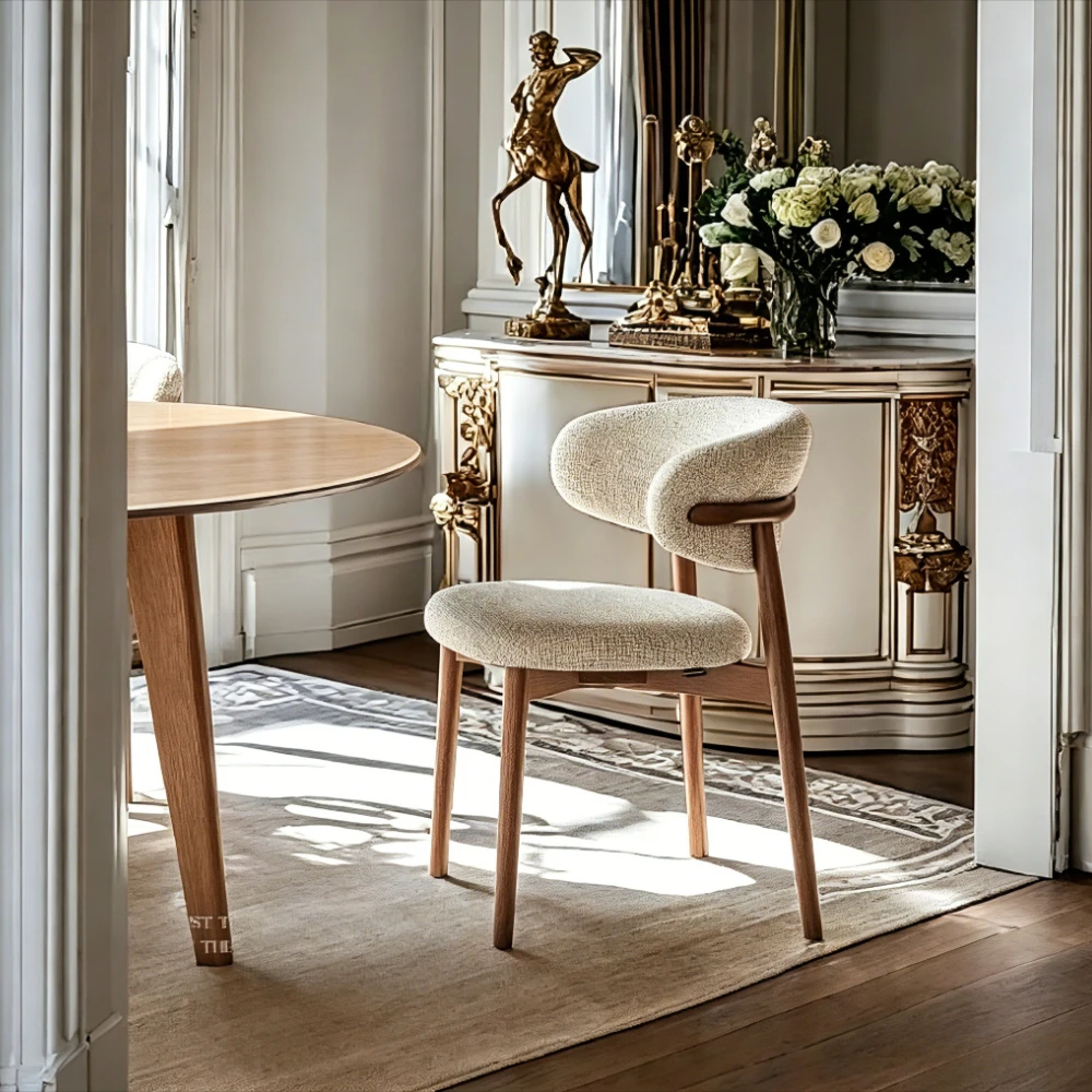 Tired of Unsupportive Dining Chairs? Try Our Curved Back Linen Wooden Dining Chair