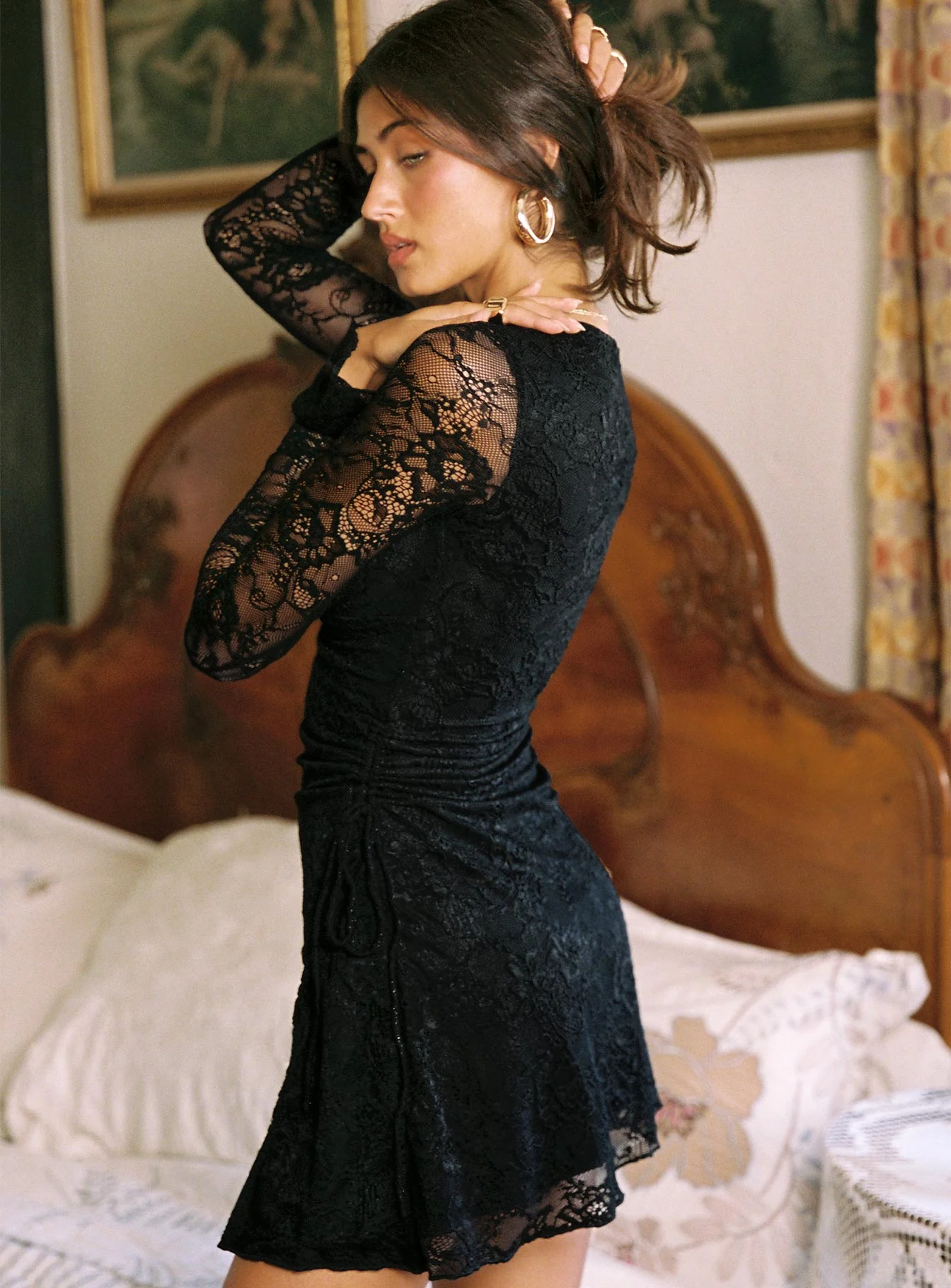 Airabella Lace Mini Dress Black