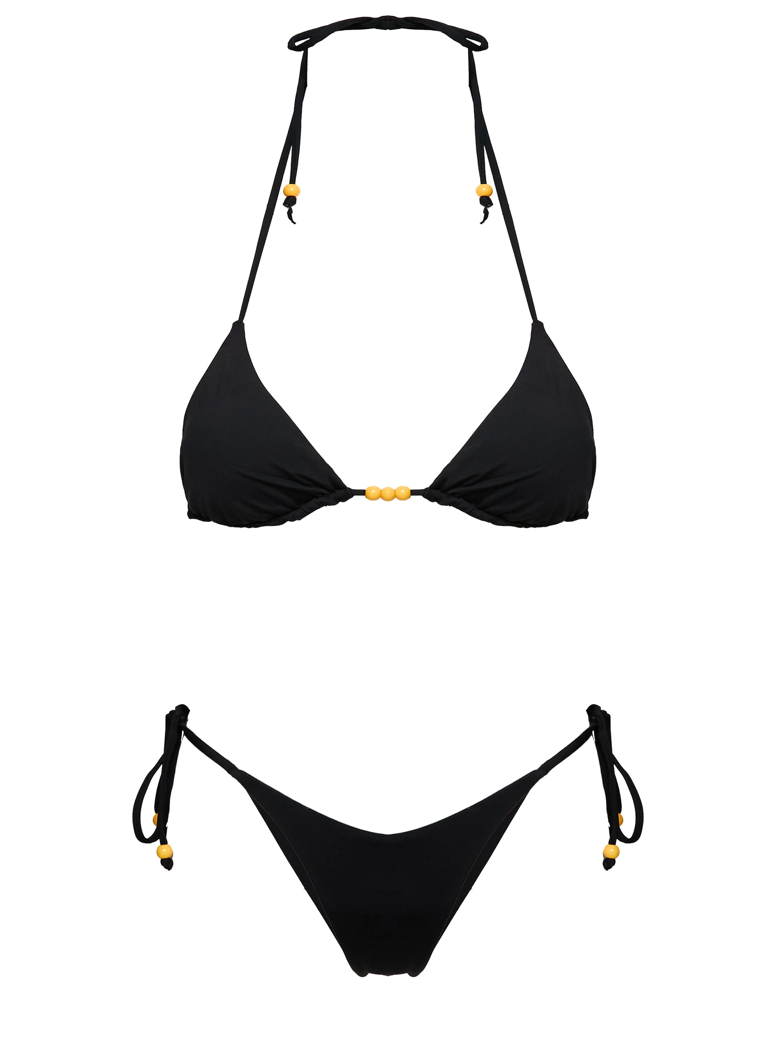 Nevaeh Beaded Triangle Bikini Top Black