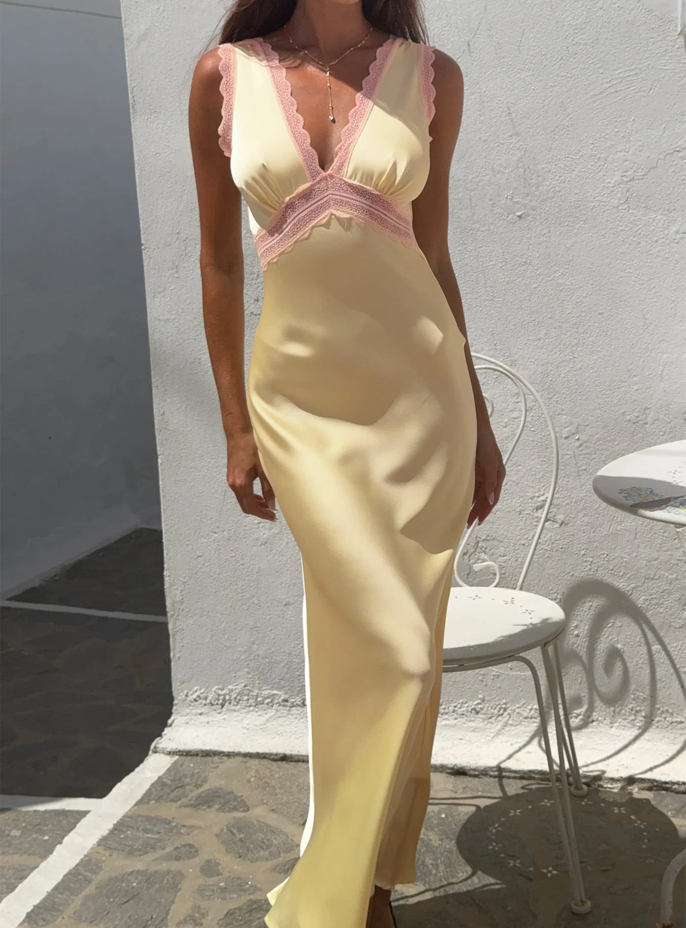 Prophecies Lace Maxi Dress Lemon