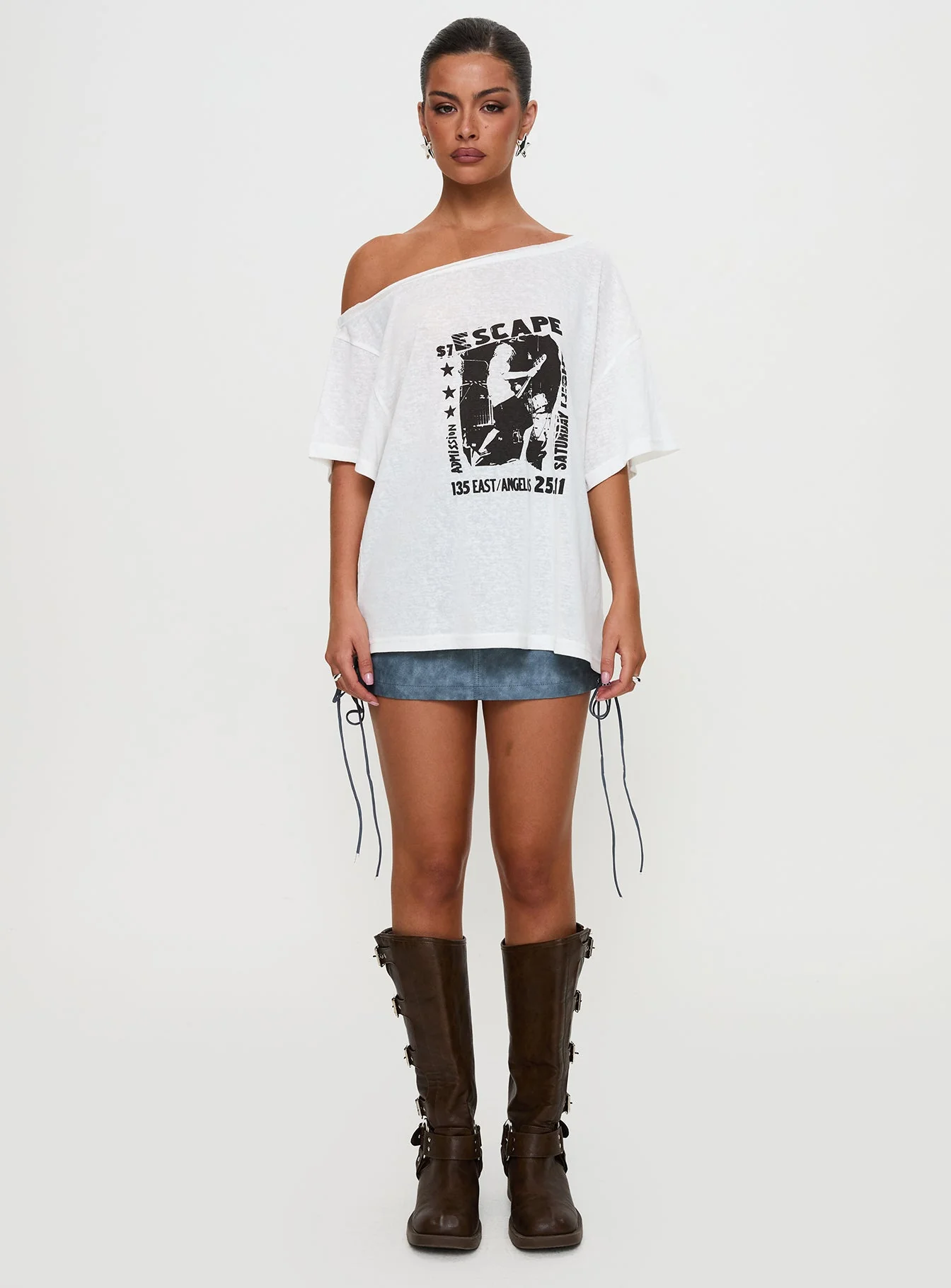 Kippa Off The Shoulder Tee White