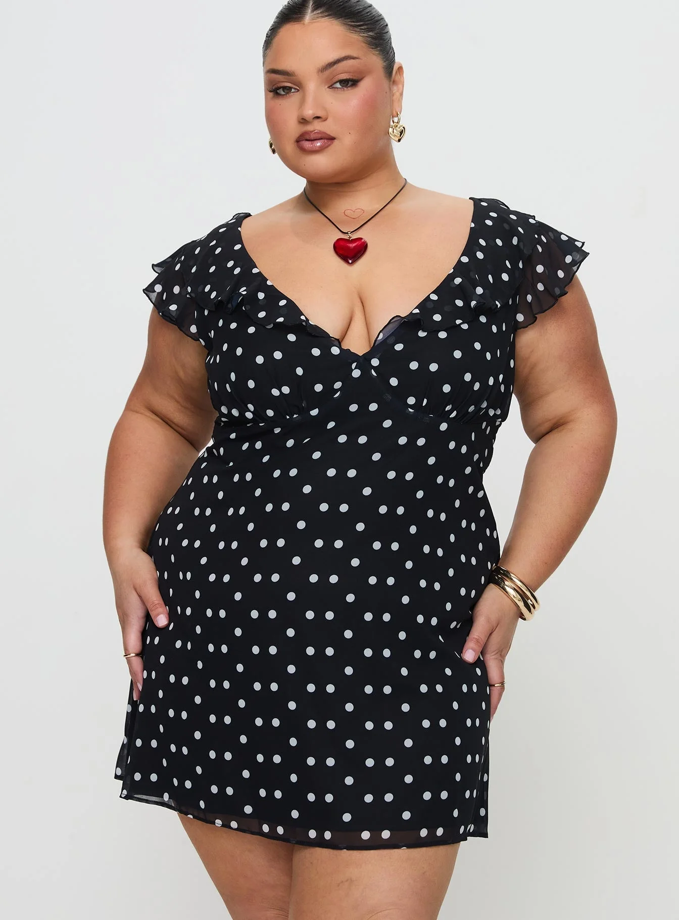 I Guess So Mini Dress Black Polka Dot