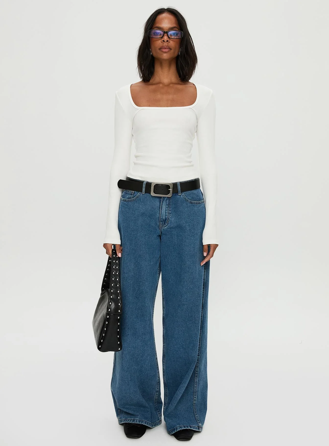 Baseline Rib Long Sleeve Top White
