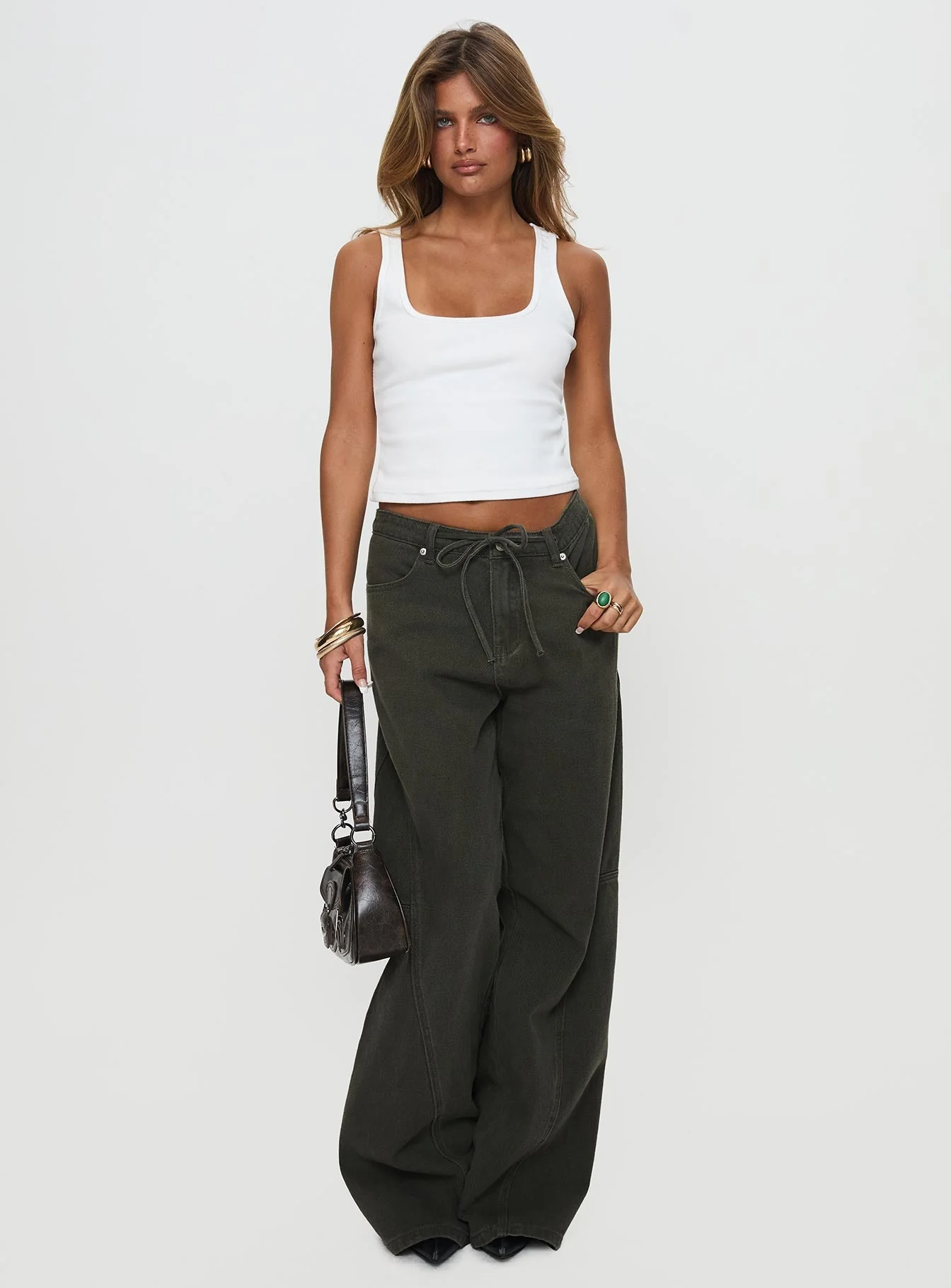 Bruiser Tie Waist Jeans Green Petite