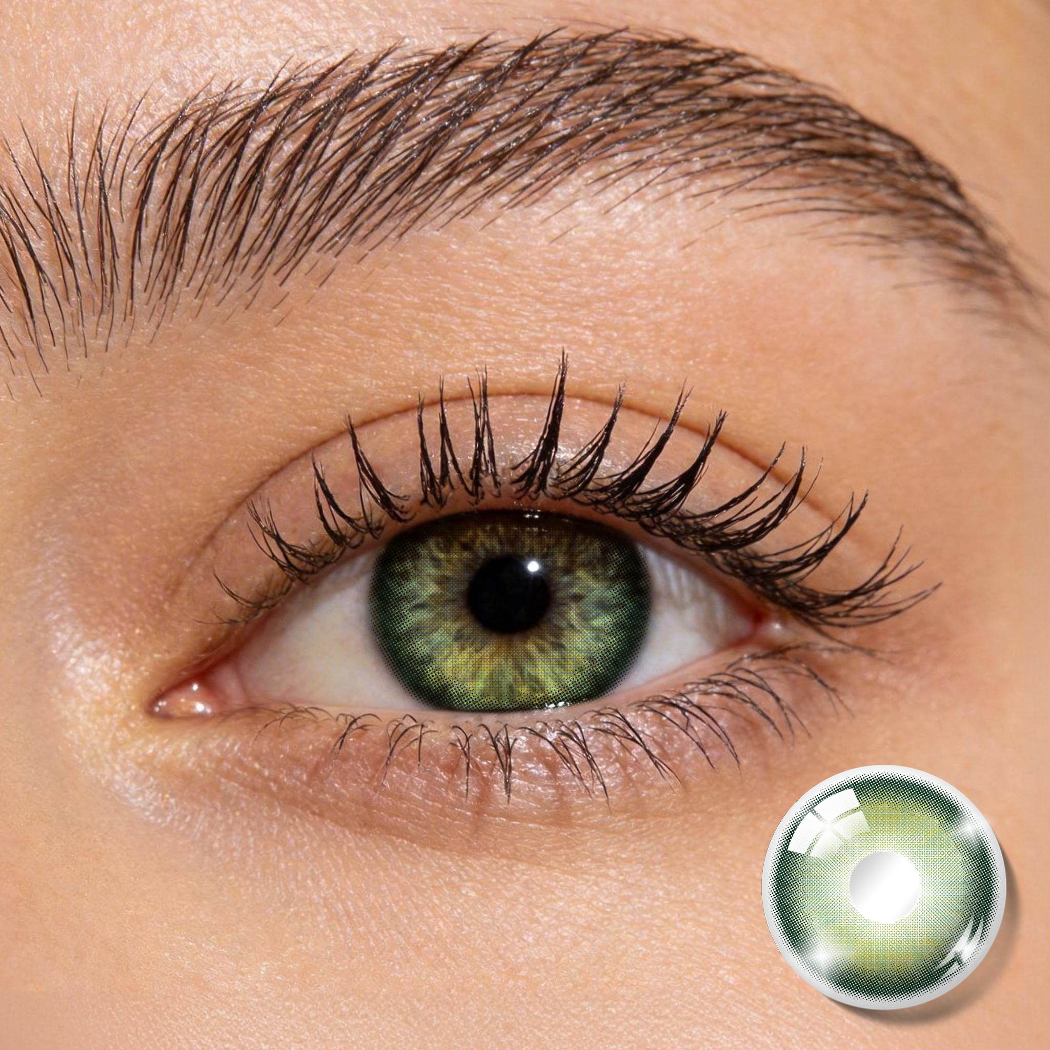 BONVIRO Forest Aura Green Colored Contact Lenses – Natural Olive Green Contacts for Dark Eyes | 6 Months Wear