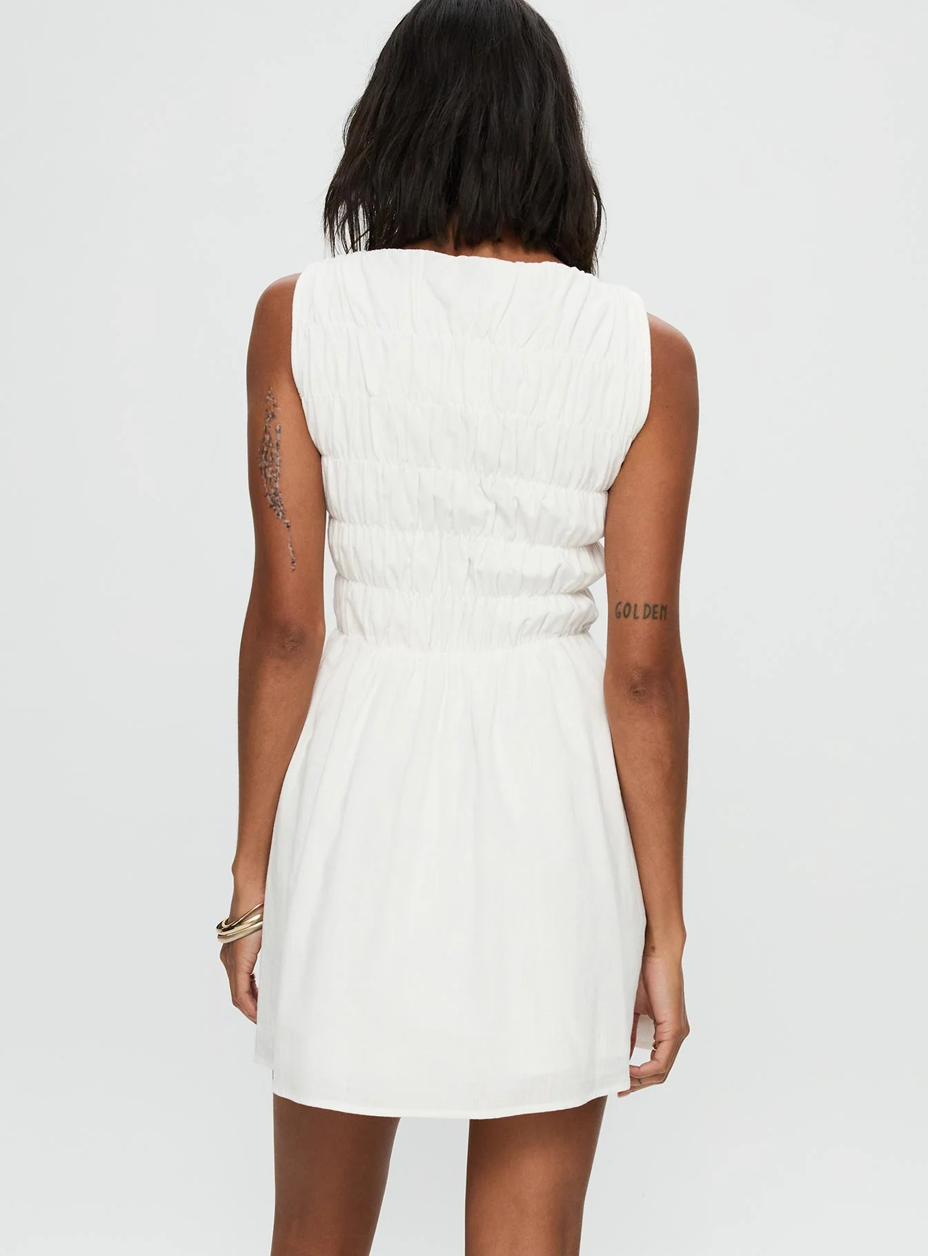 Melona Shirred Mini Dress White