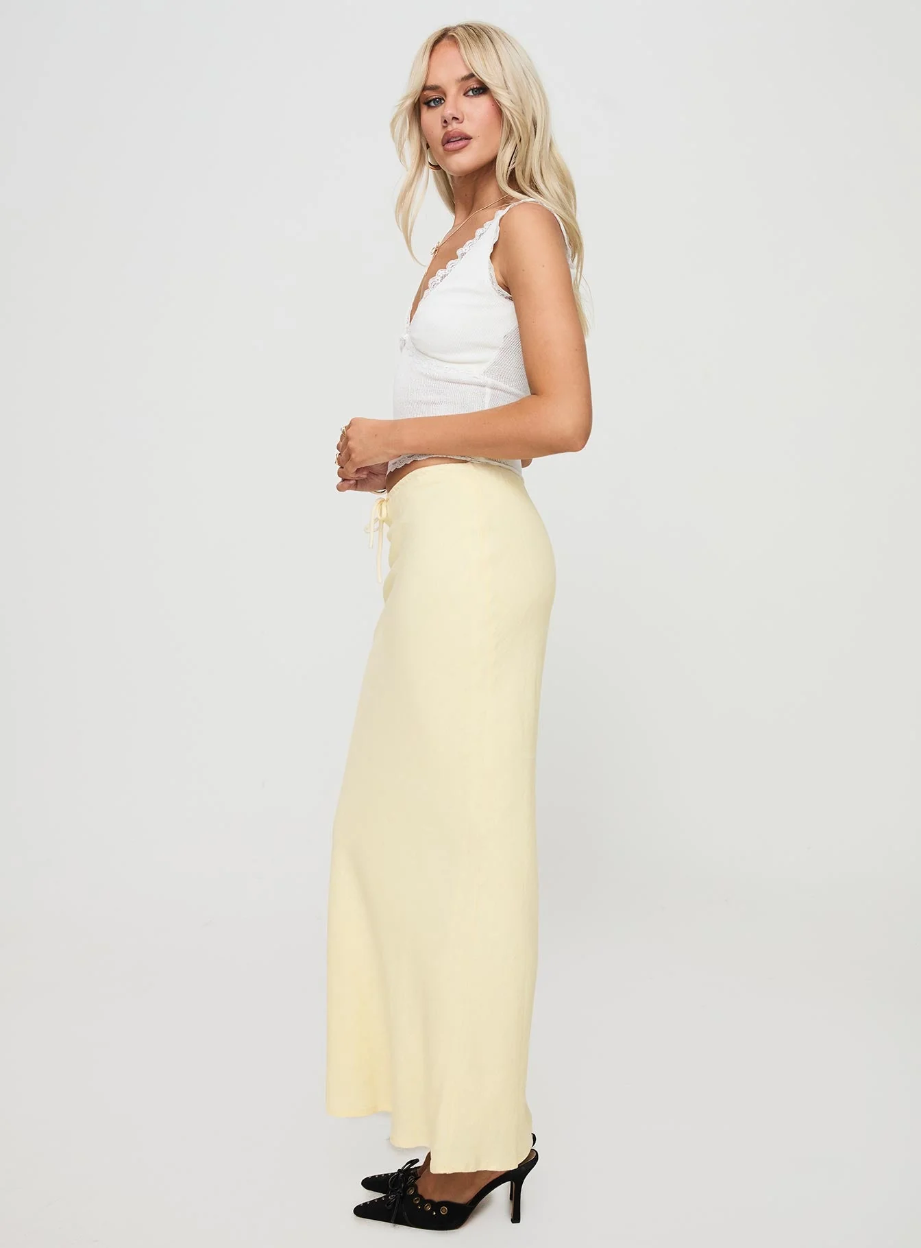 Mercer Linen Blend Maxi Skirt Lemon