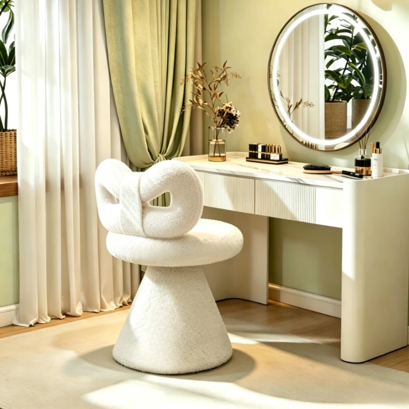 Bowknot Round Makeup Stool