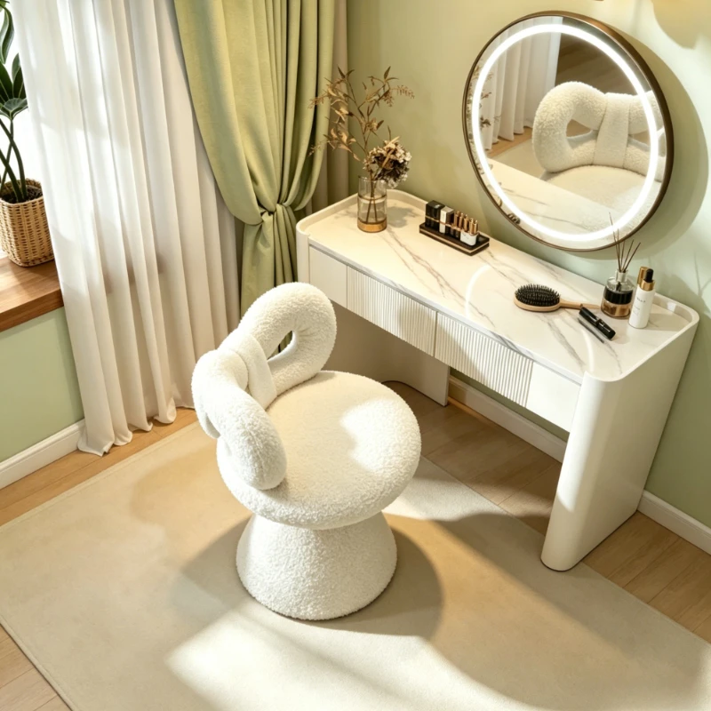 Bowknot Round Makeup Stool