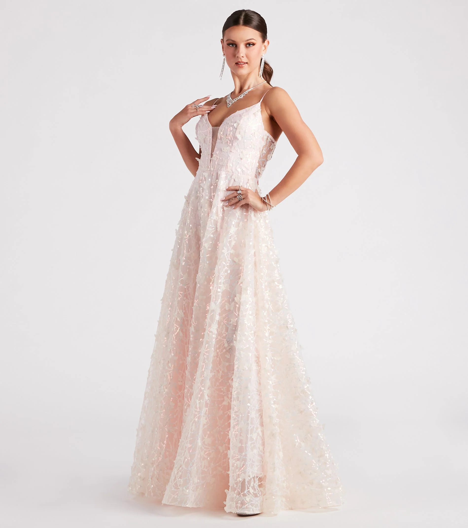 Kallie Butterfly Mesh A-Line Ball Gown