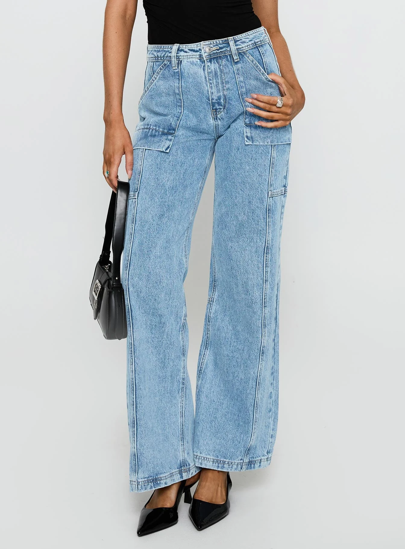 Chad Cargo Jeans Mid Wash Denim