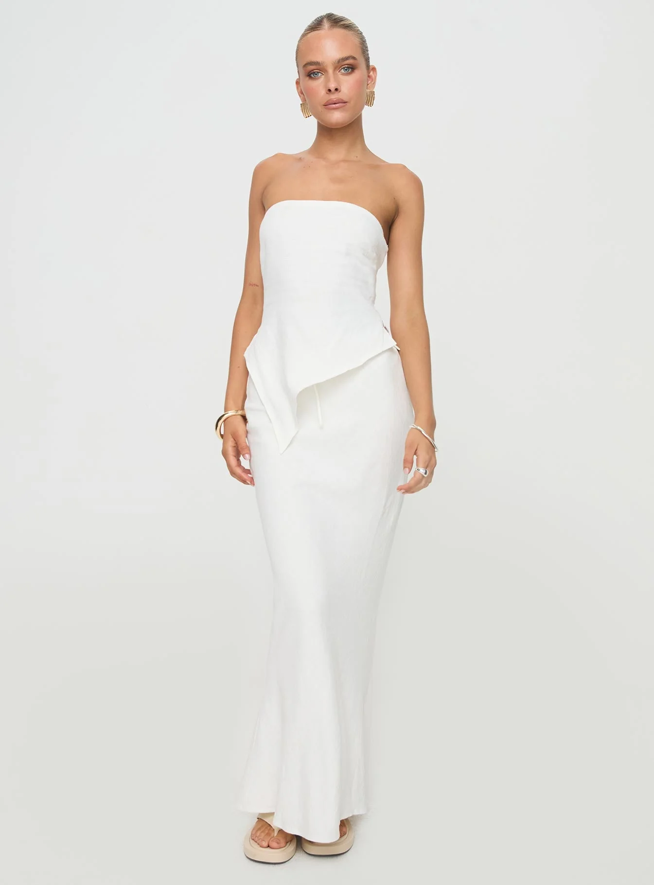Mercer Linen Blend Maxi Skirt White