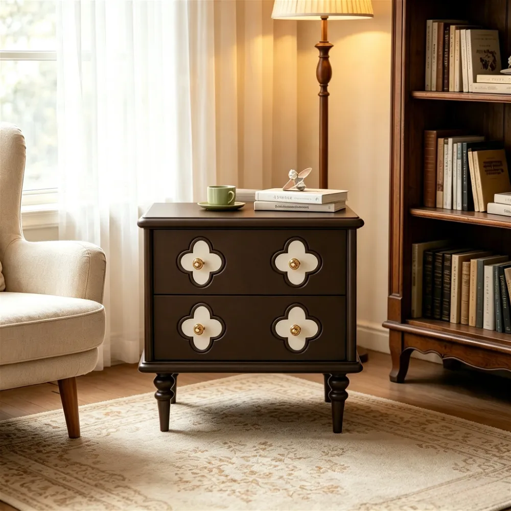 Why Clover Inlay Solid Wood Nightstands Elevate Apartment Interior Style？