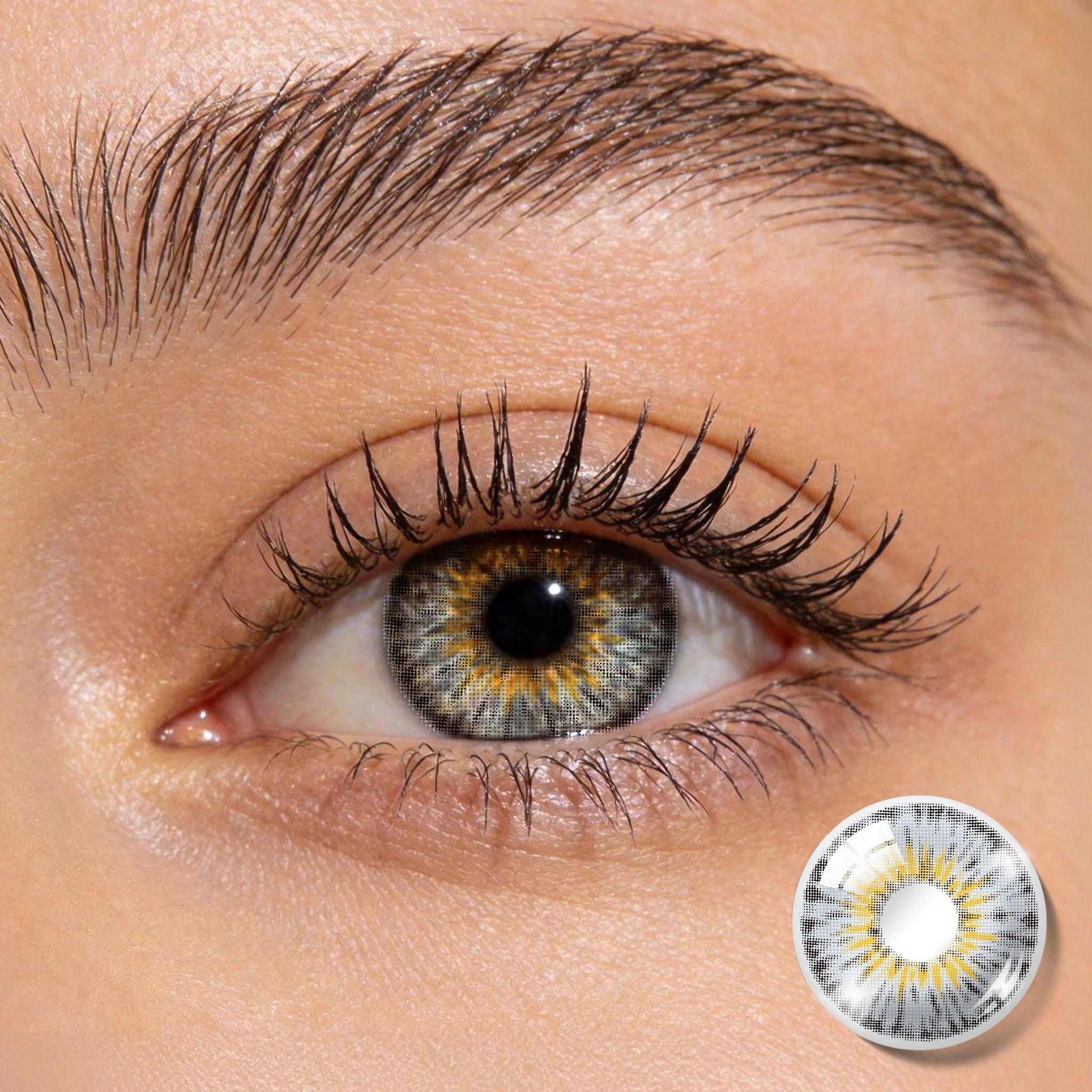 BONVIRO Amber Haze Cool Gray Colored Contact Lenses – High Opacity Grey Contacts for Dark Eyes | 6 Months Wear
