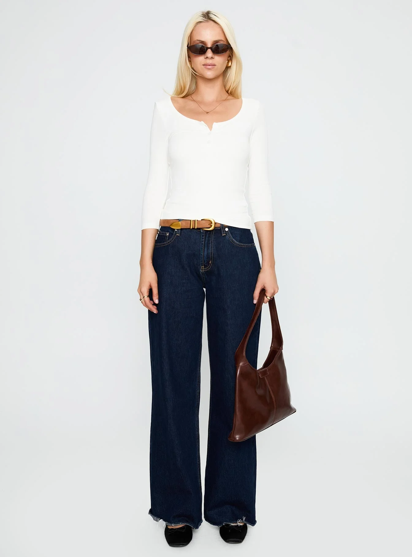 Desirae 3/4 Sleeve Top White