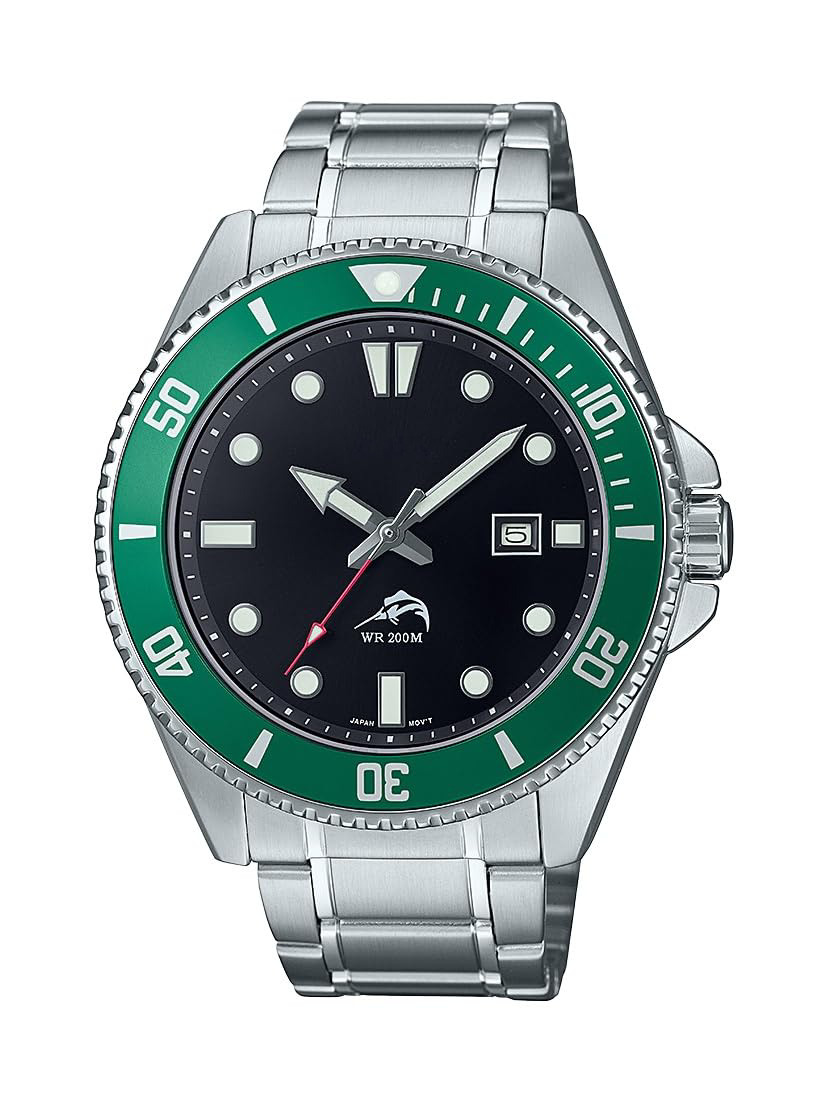 Green Bezel 200M Diver Watch with Date Function