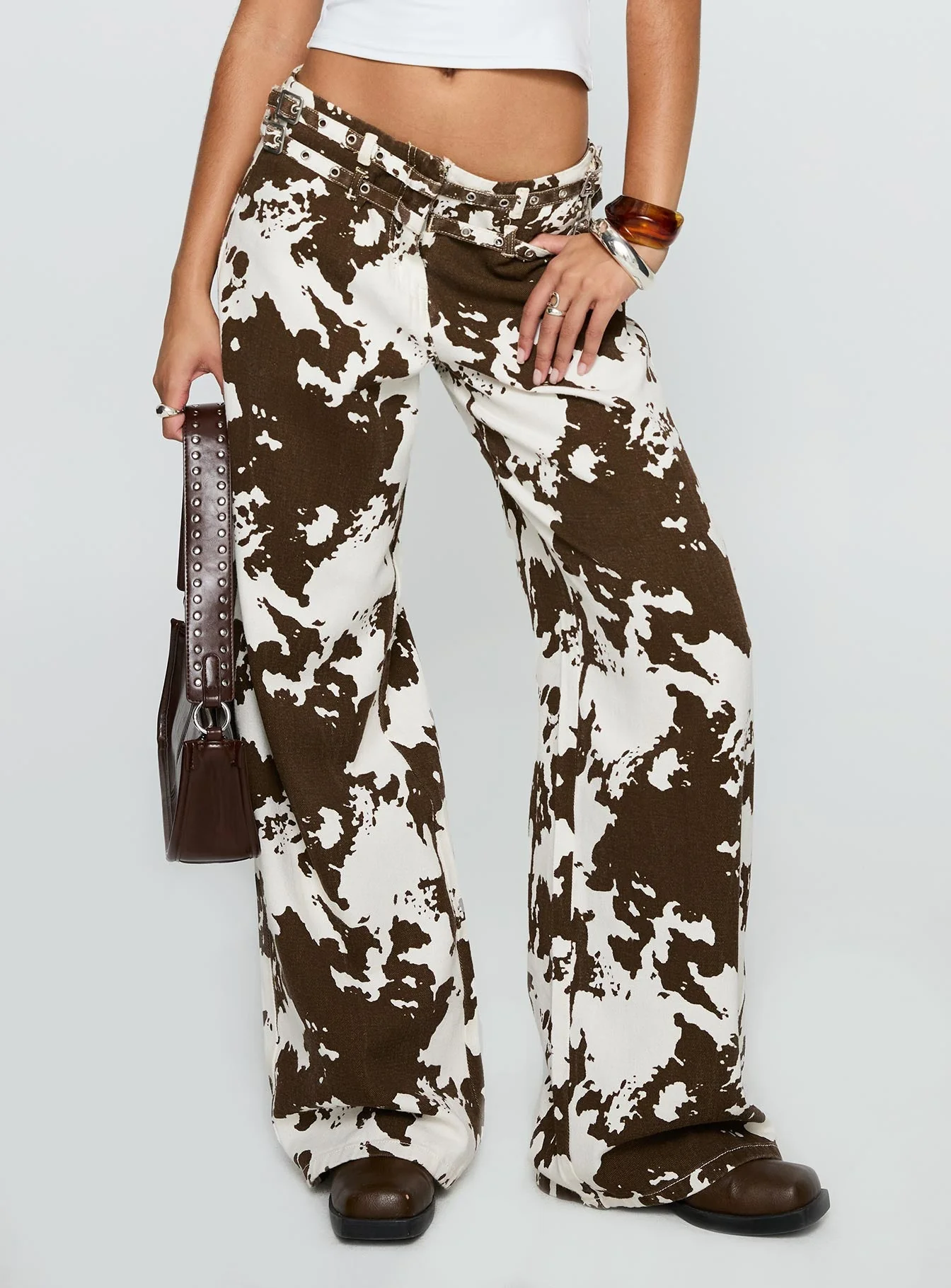 Baccarat Belted Pant Cow Print