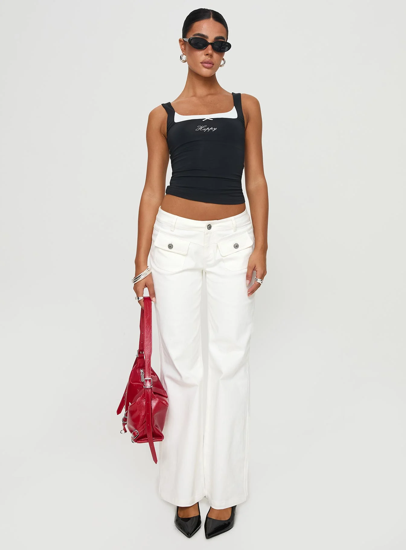 Benicale Low Rise Cargo Pants White
