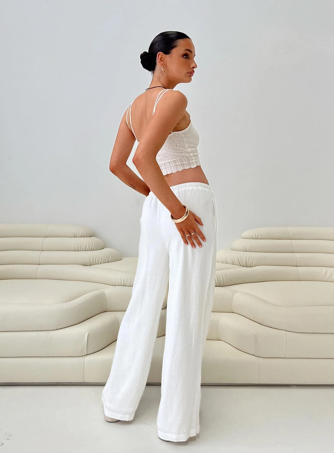 Parklea Linen Blend Pants White