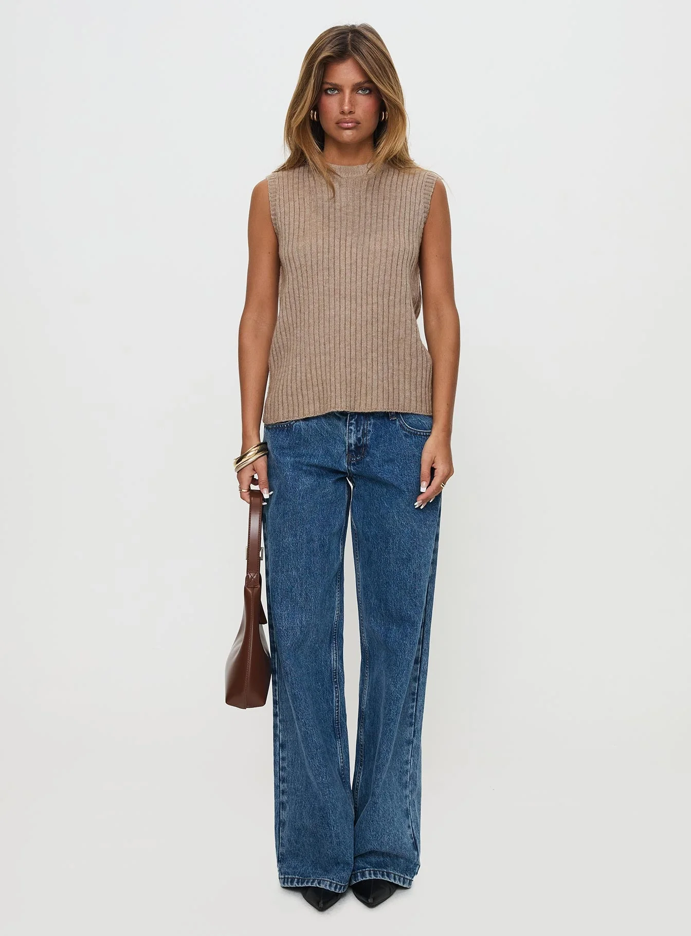 Jessabell Rib Sleeveless Top Mocha