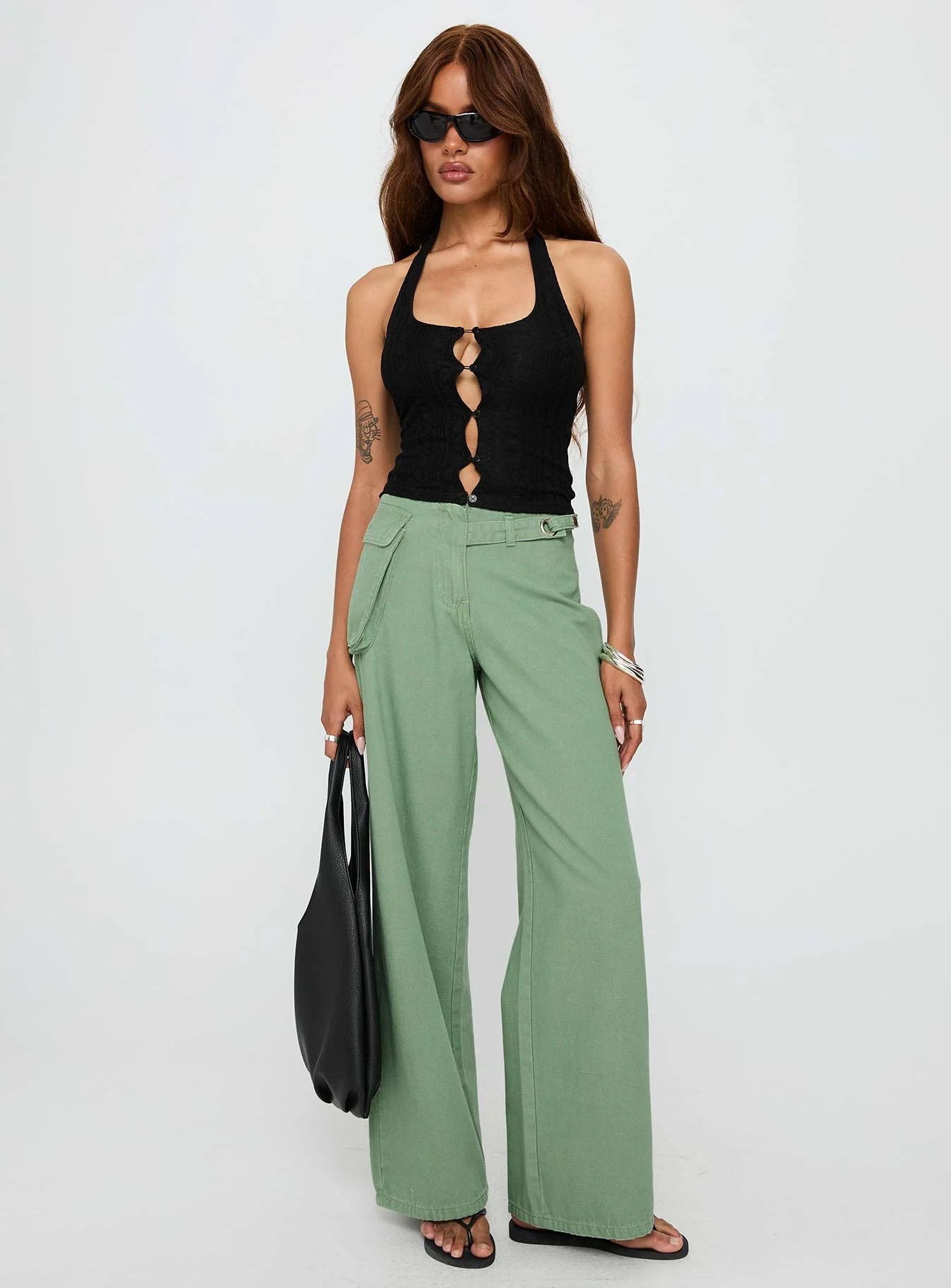 Just Talk Button Up Top Black