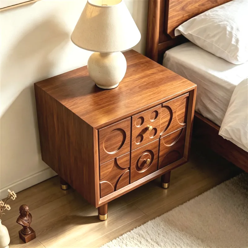 Geometric carved nightstand(18.9