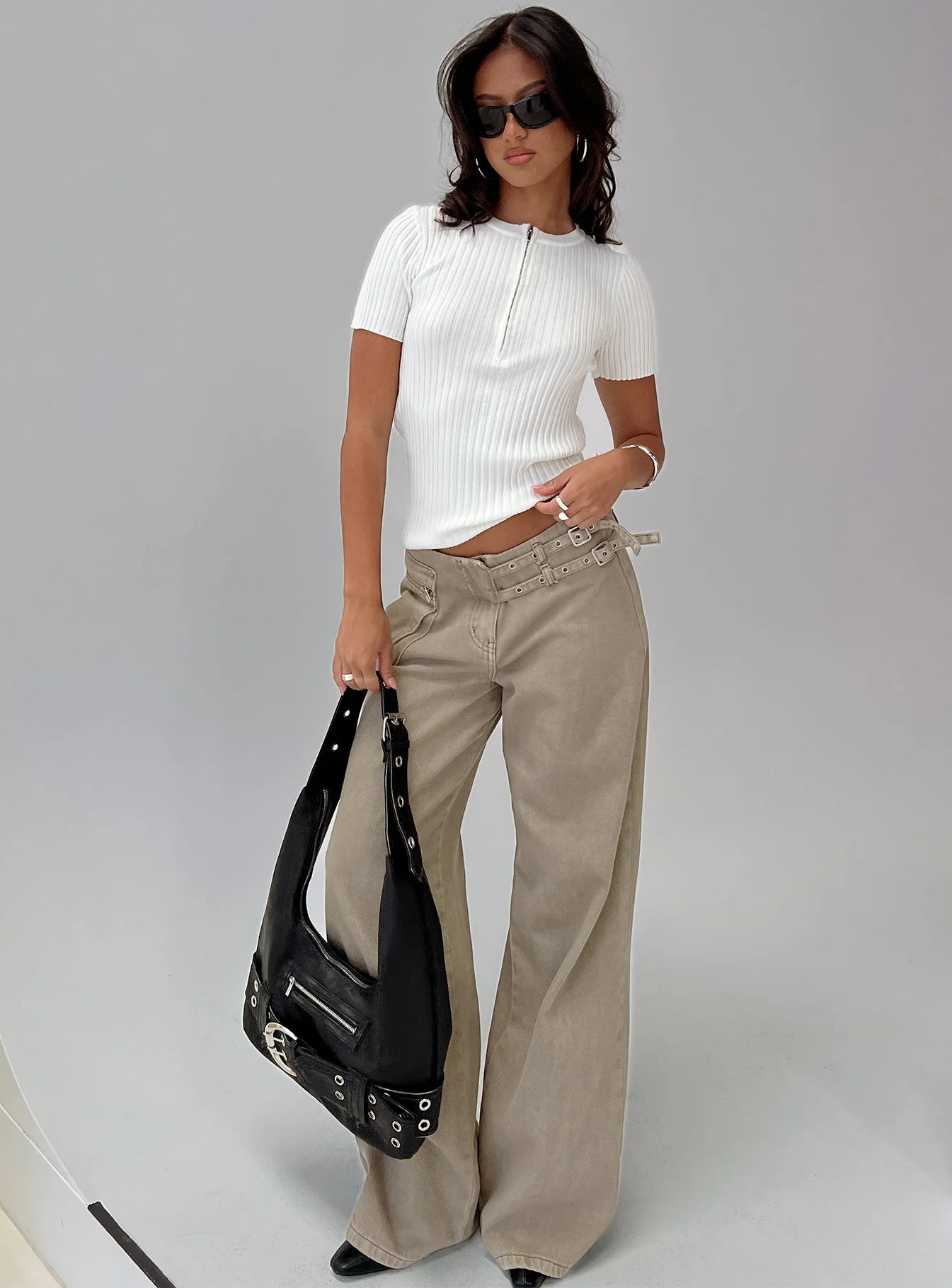 Hold The Line Zip Through Top White