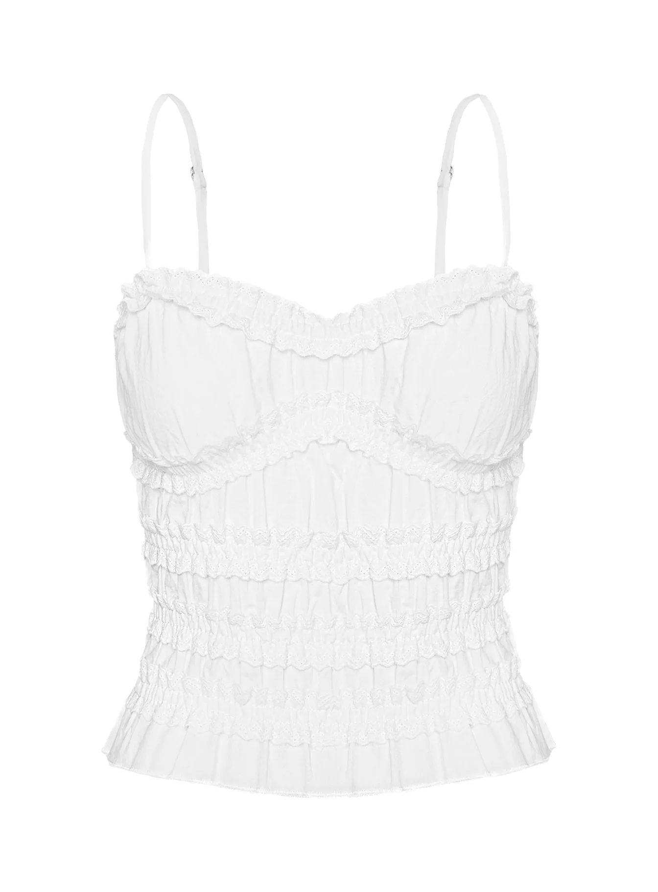 Angelie Cotton Ruched Top White