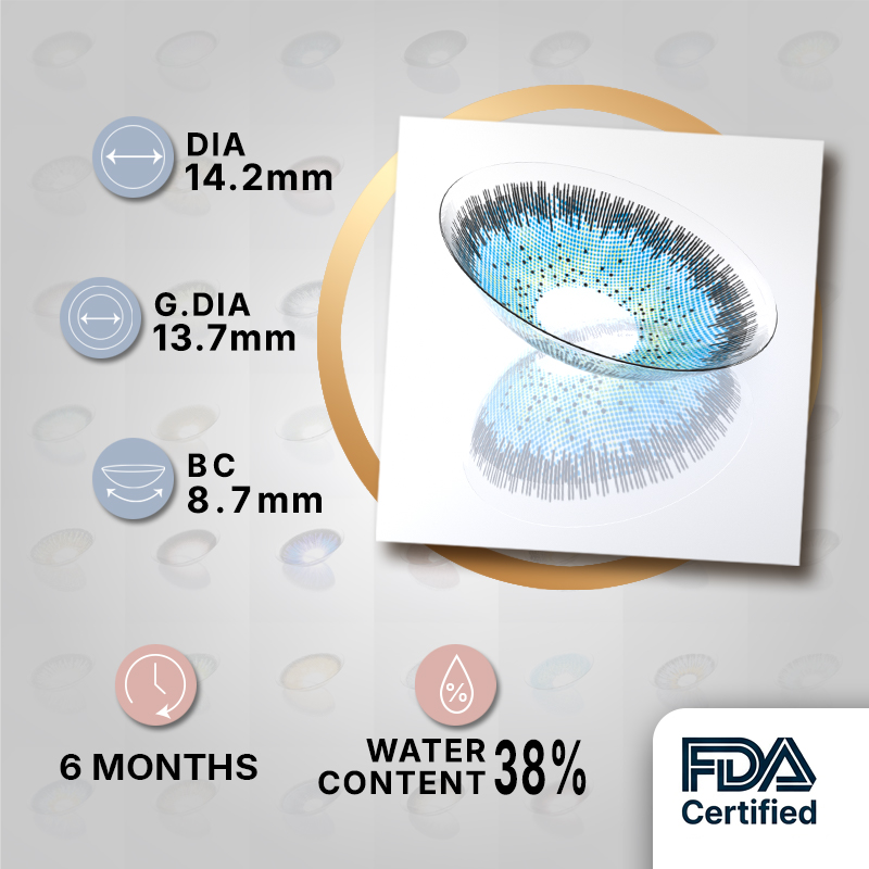 BONVIRO Ocean Breeze Colored Contacts – Vibrant Ice Blue Lenses for Dark Eyes | 6 Months Wear