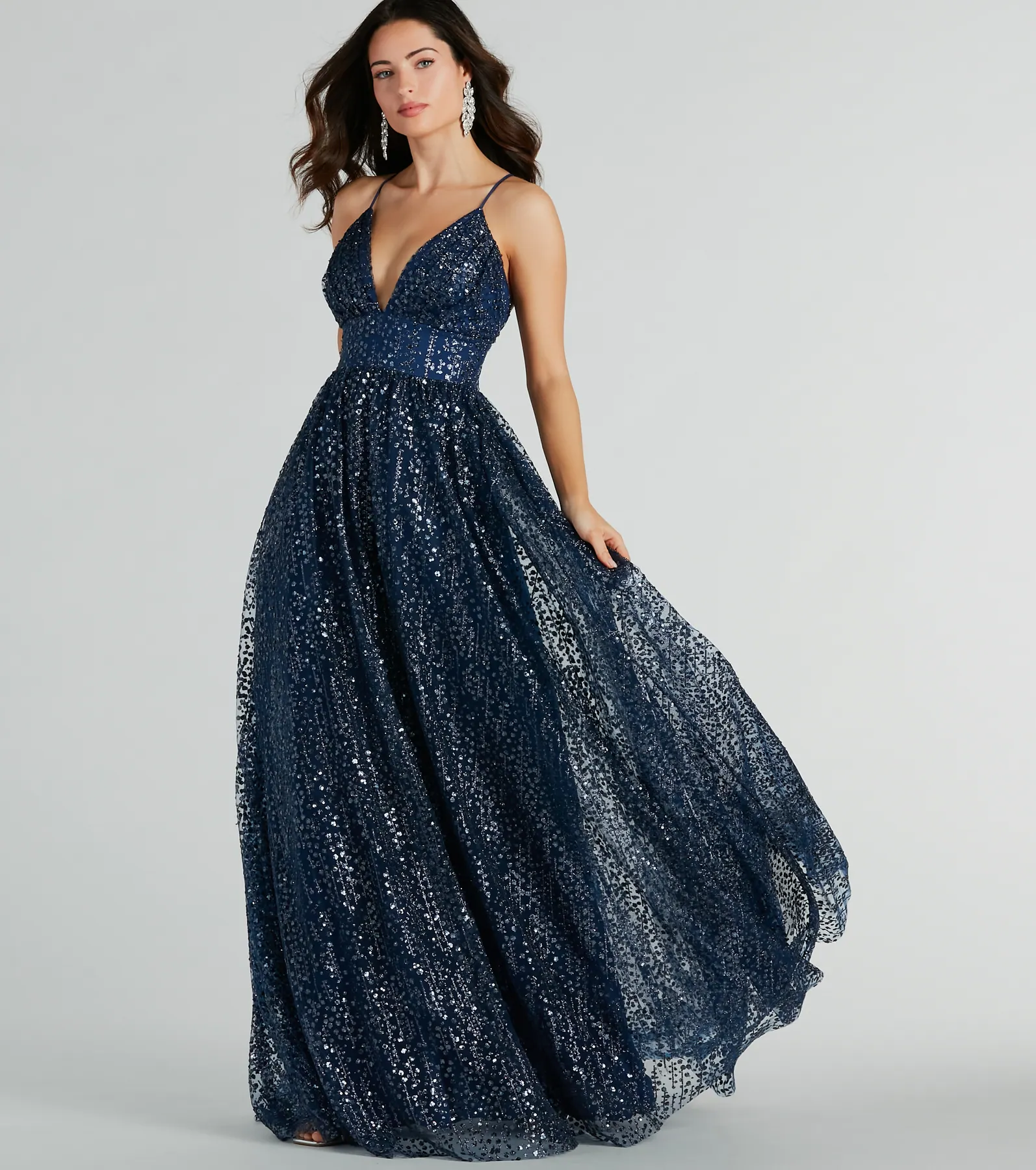 Stacy Glitter Sequin Tulle Ball Gown