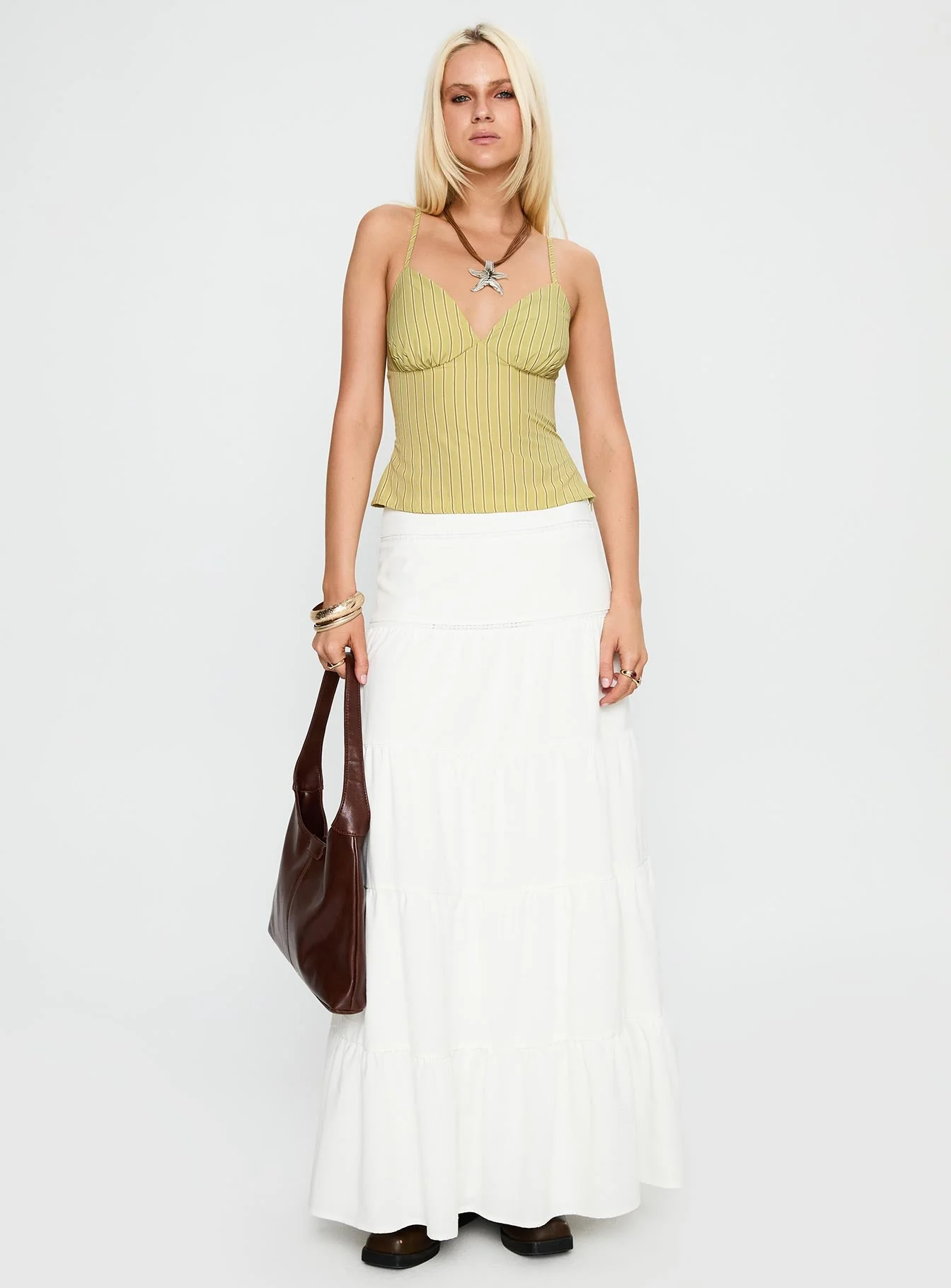 Lucky Babe Cami Top Sage Stripe