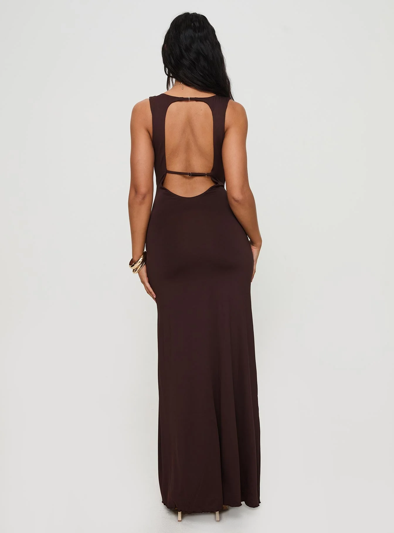 Frederica Plunge Maxi Dress Chocolate Petite