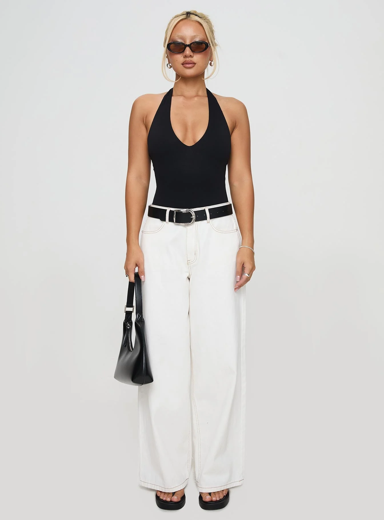 Someone New Halter Bodysuit Black Tall
