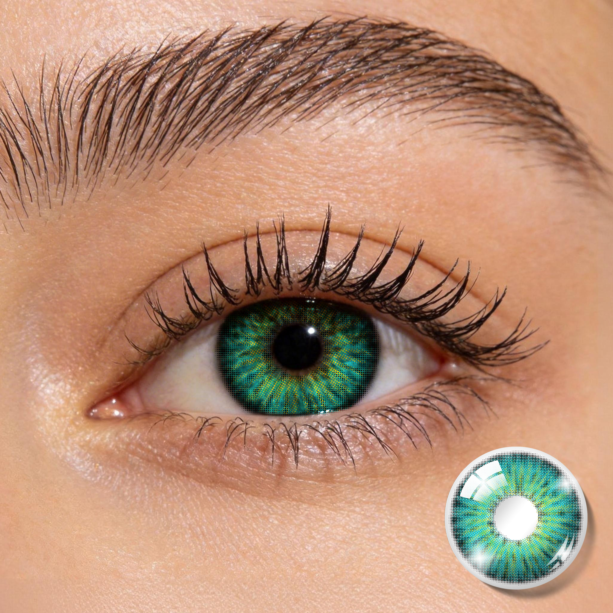 BONVIRO Teal Aura Halation Colored Contact Lenses – Vibrant Teal & Emerald Green Contacts for Dark Eyes | 6 Months Wear