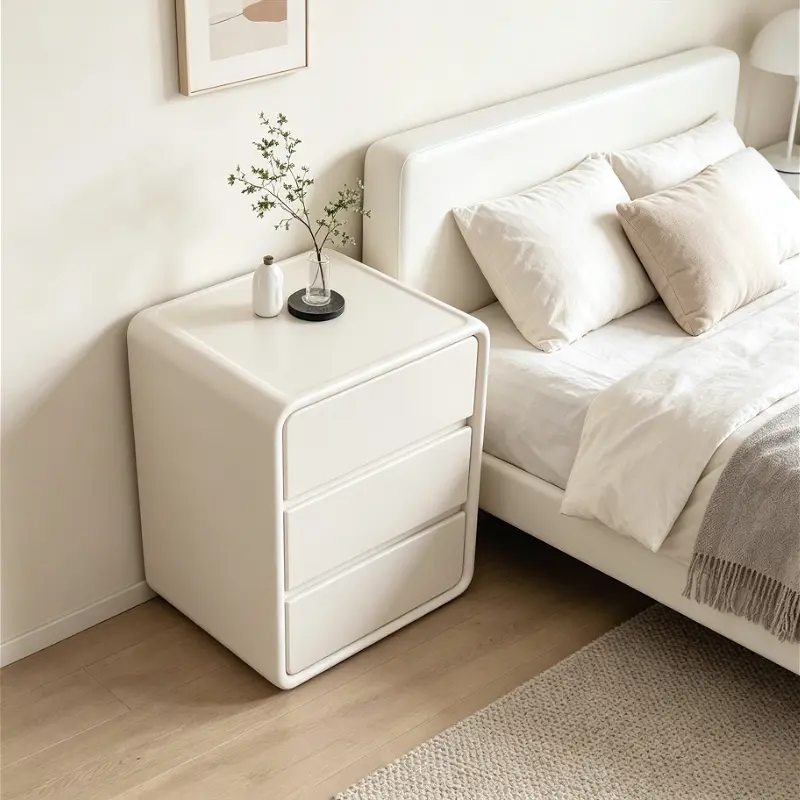 Leather solid wood nightstand( 21.65