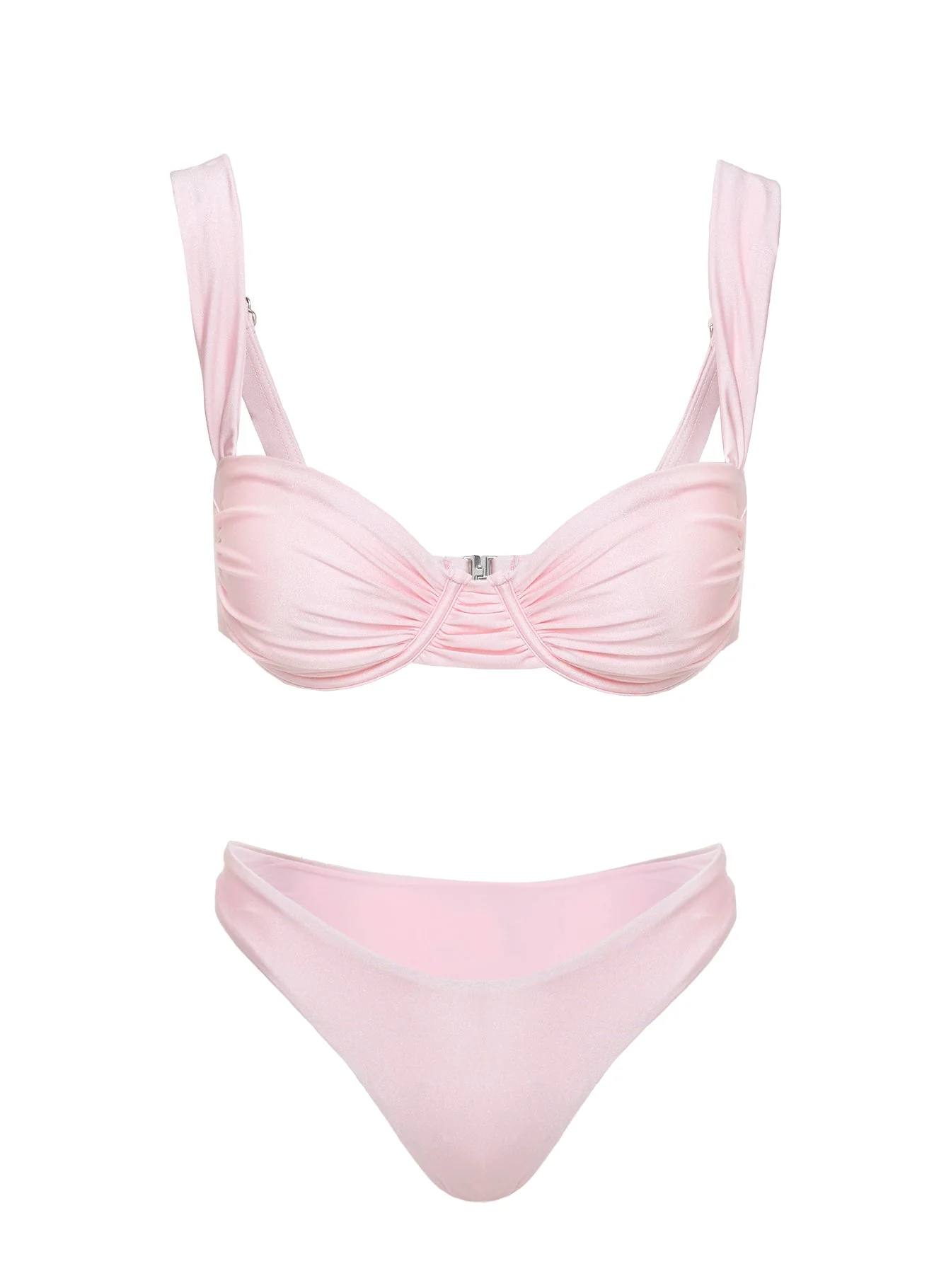 Ellie High Cut Shine Bikini Bottoms Pink