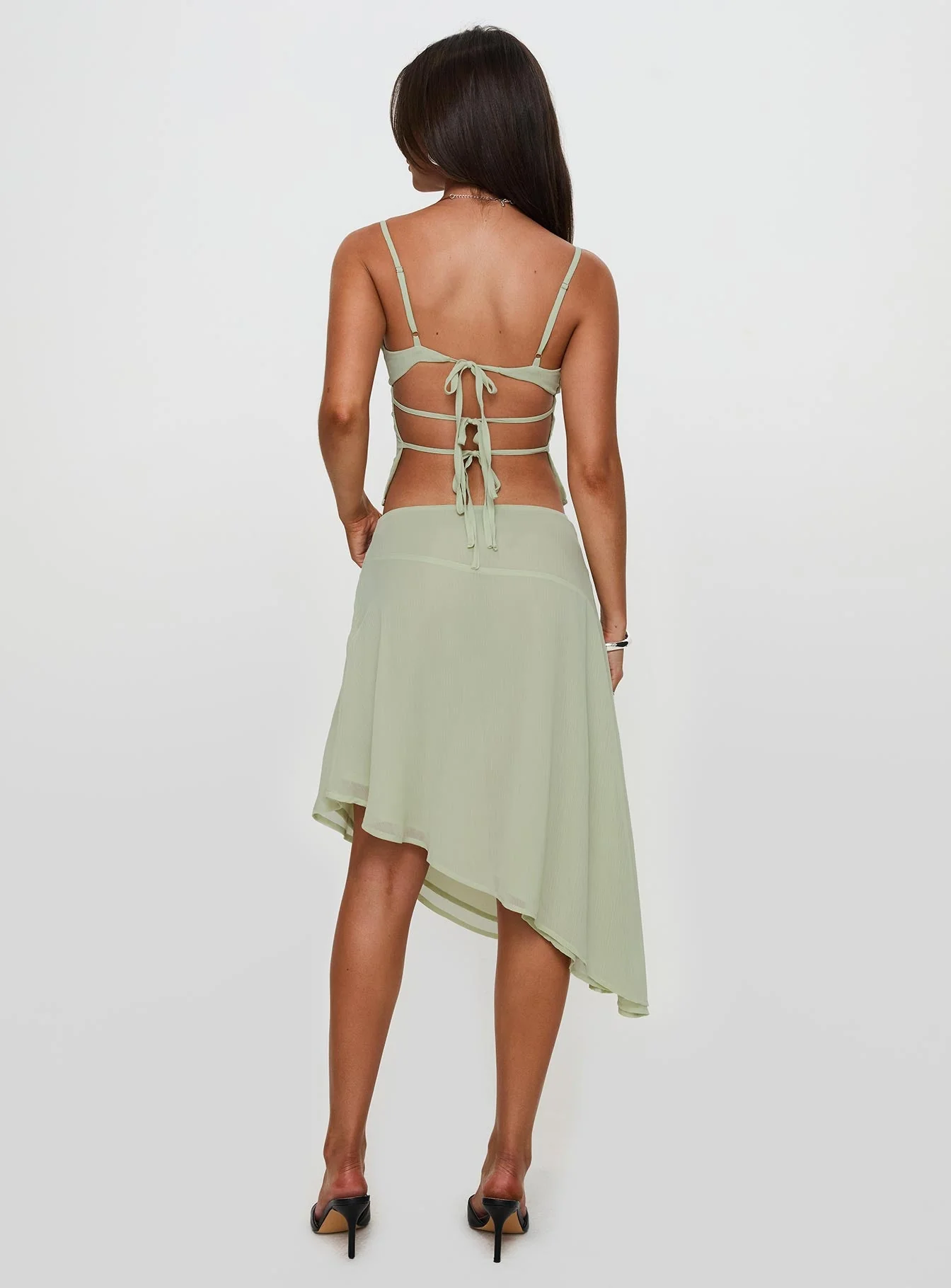 Pappilion Asymmetrical Midi Skirt Sage Petite