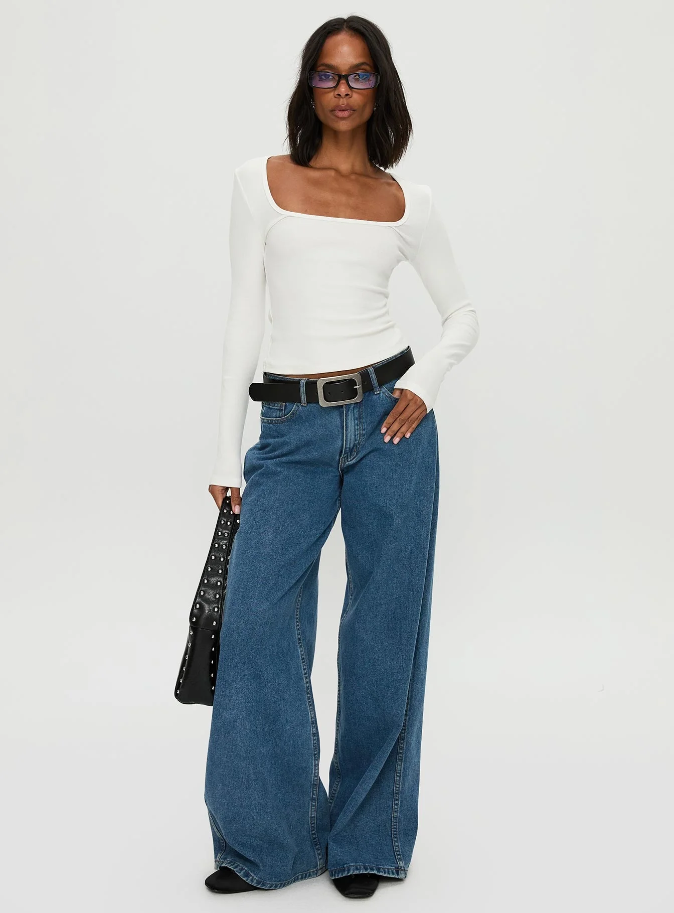 Baseline Rib Long Sleeve Top White
