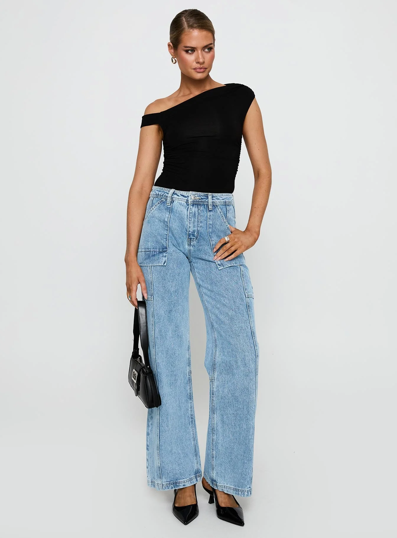 Chad Cargo Jeans Mid Wash Denim