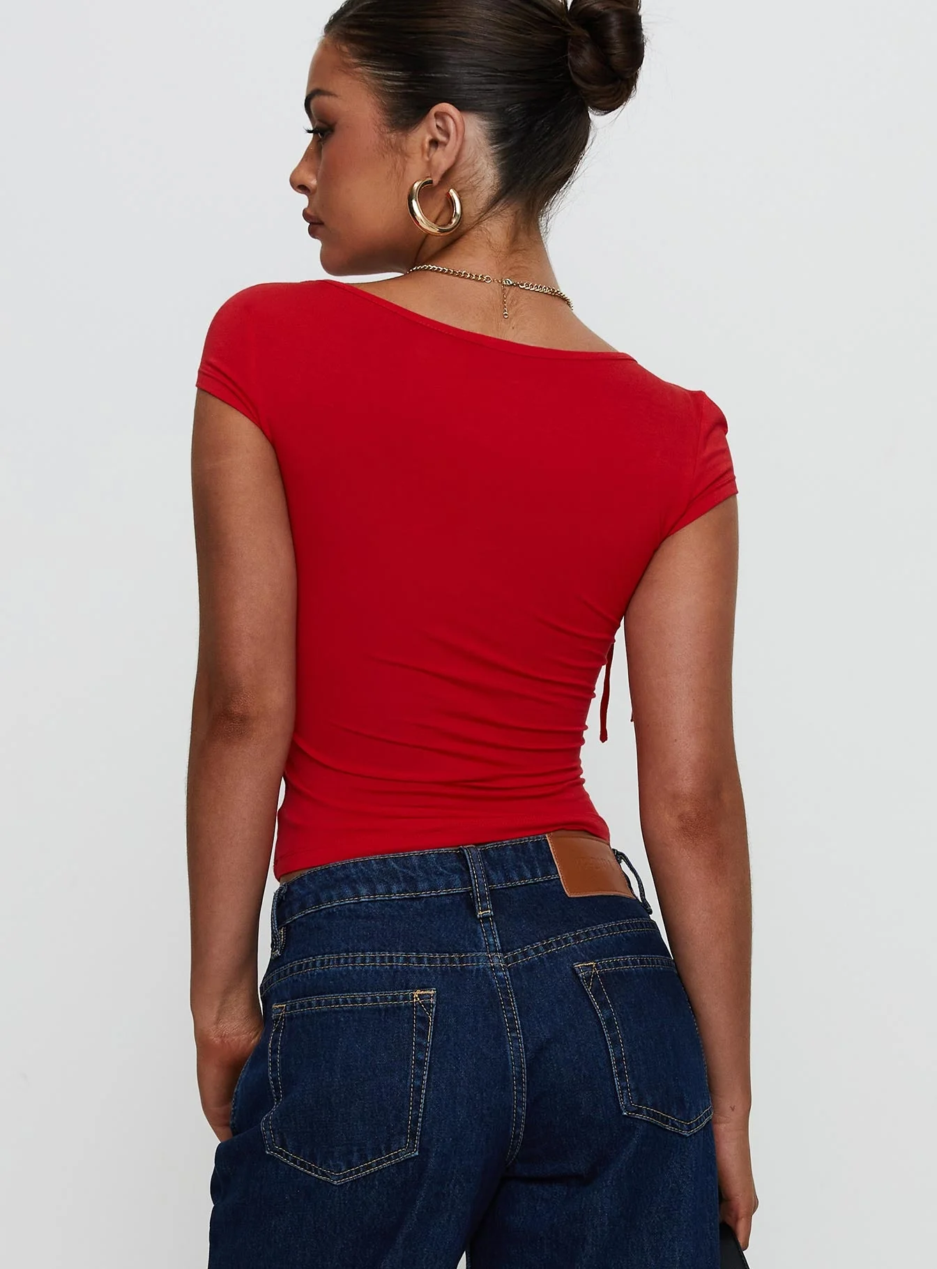 Daena Tie Detail Top Red