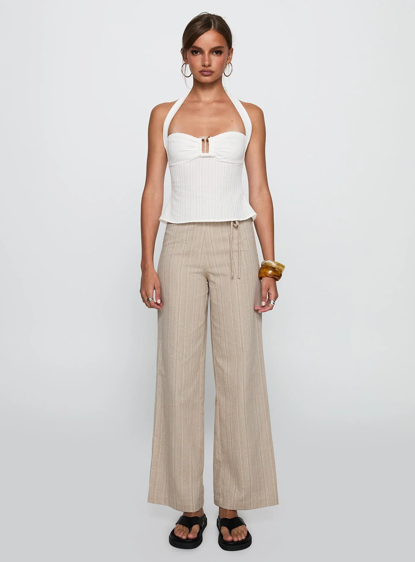 Rush Hours Tie Up Pants Beige