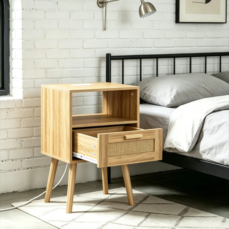 Bedside table with a power outlet(15.7