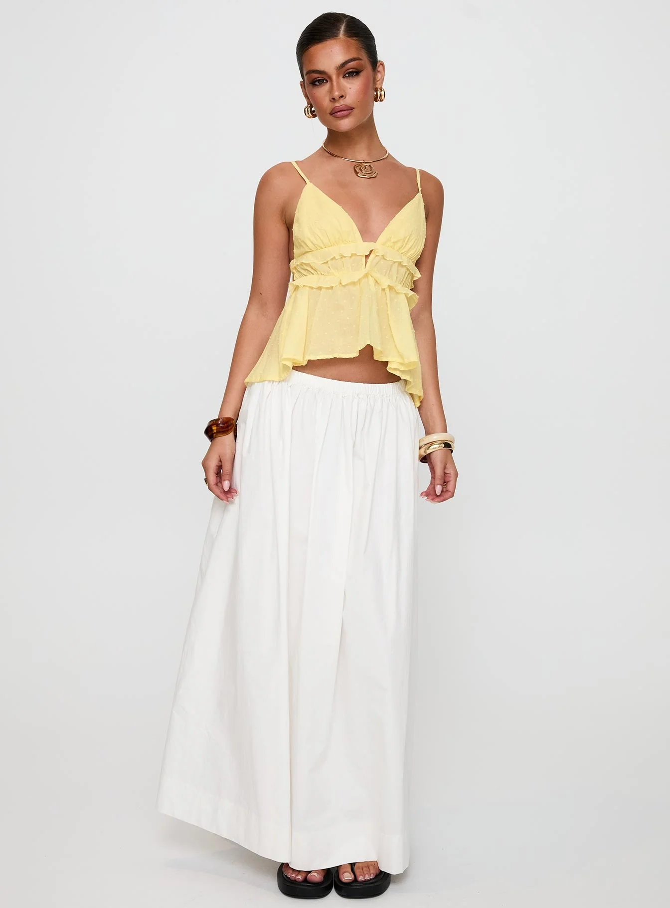 Blondelle Frill Detail Top Yellow