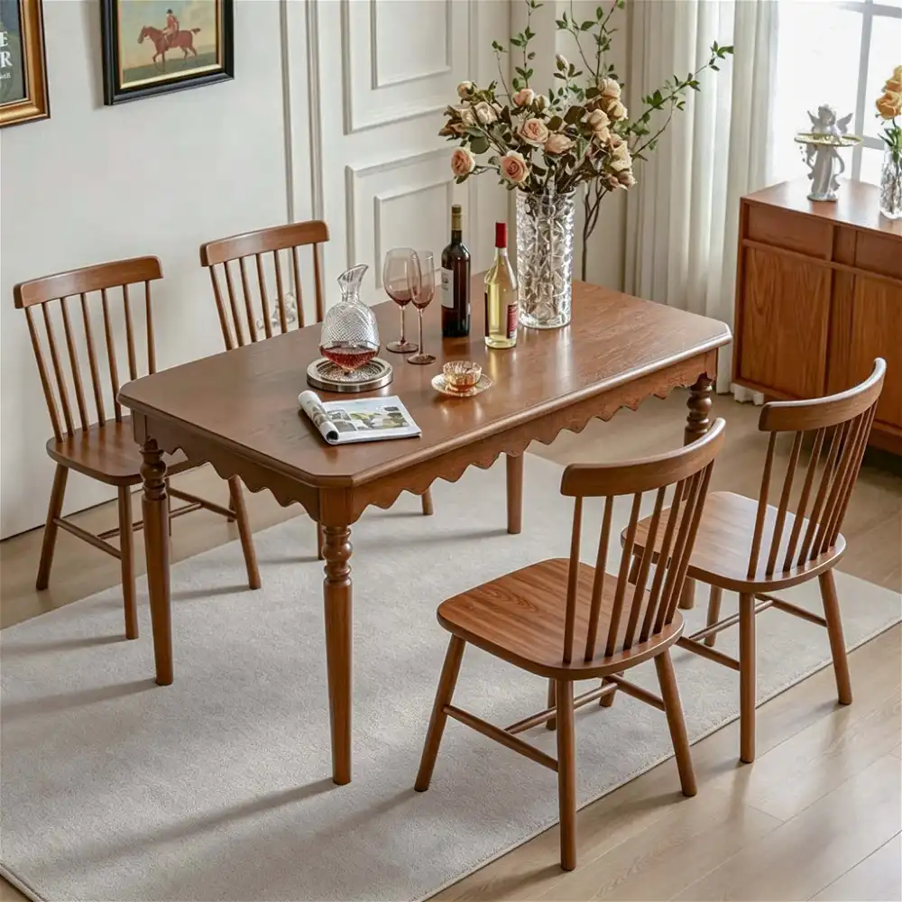 Vintage‑Style Solid Wood Dining Set I've Been Loving Lately
