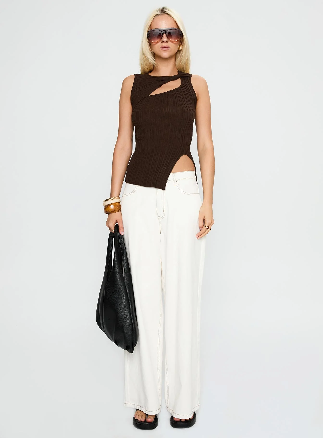 Cash Out Twist Detail Top Chocolate
