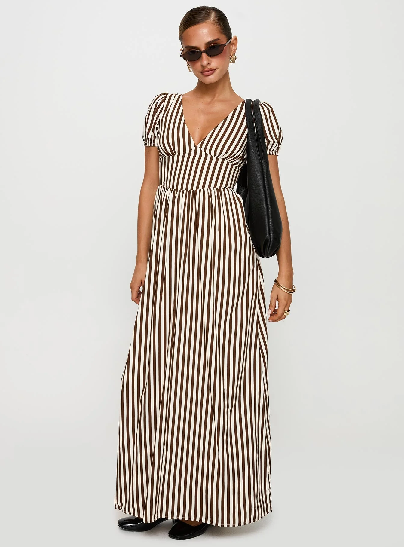 Collyns Maxi Dress Beige Pinstripe