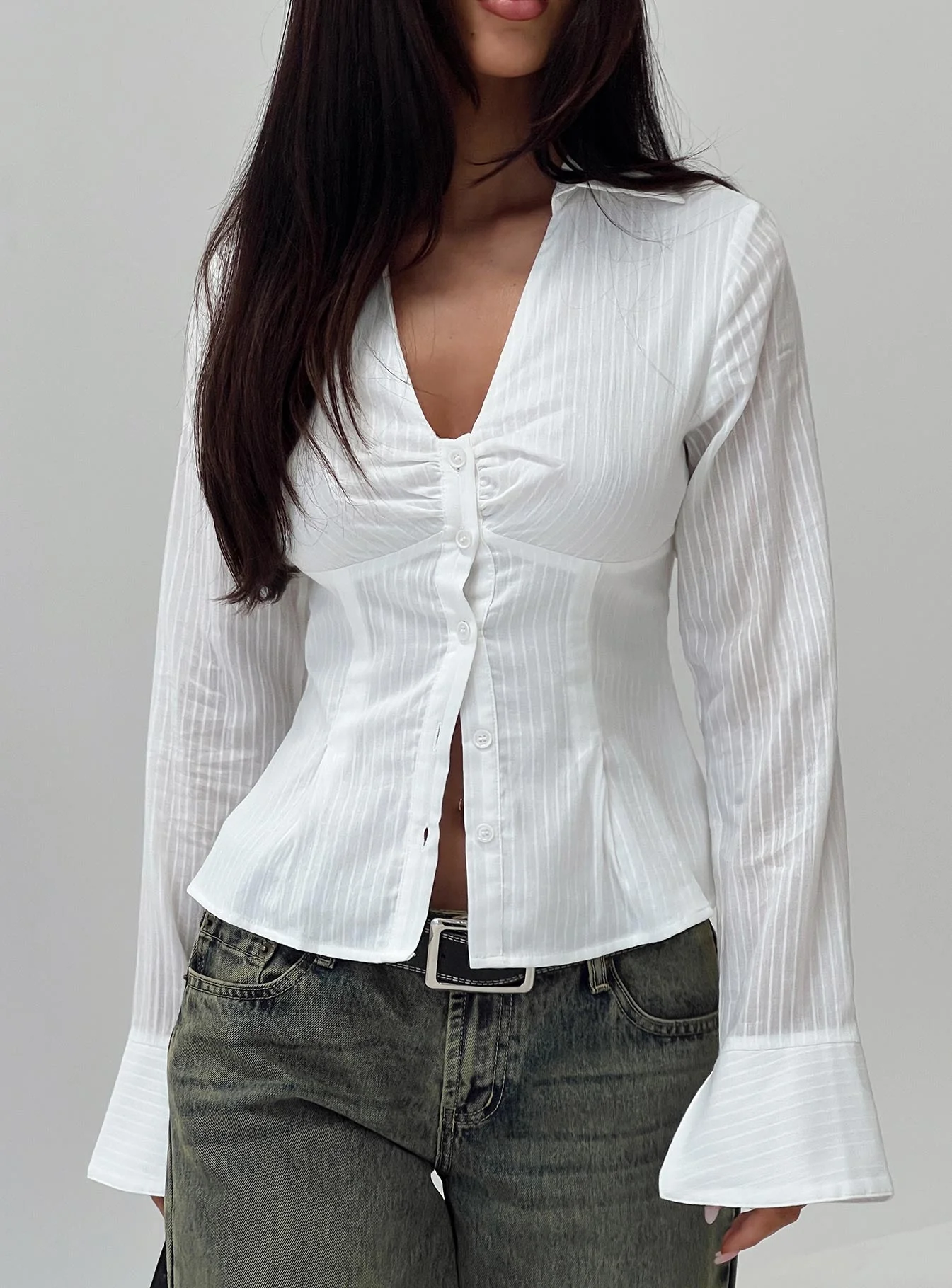 Elowenn Long Sleeve Top White